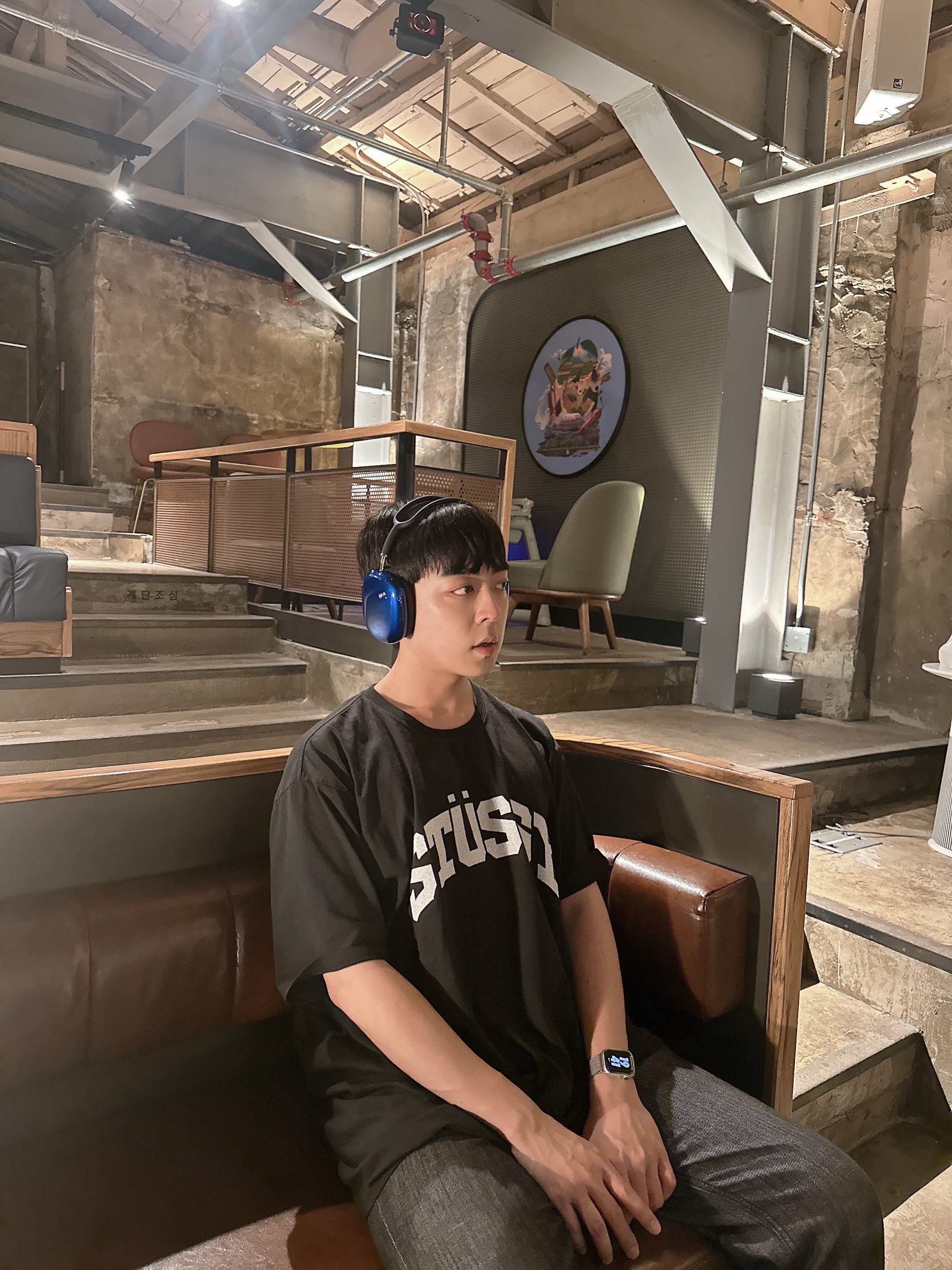 Ader Error Standic AirPods Max Case Z-Blue, Apple AirPods Max Lightning Space Gray (Korean Ver.) 착용 스타일