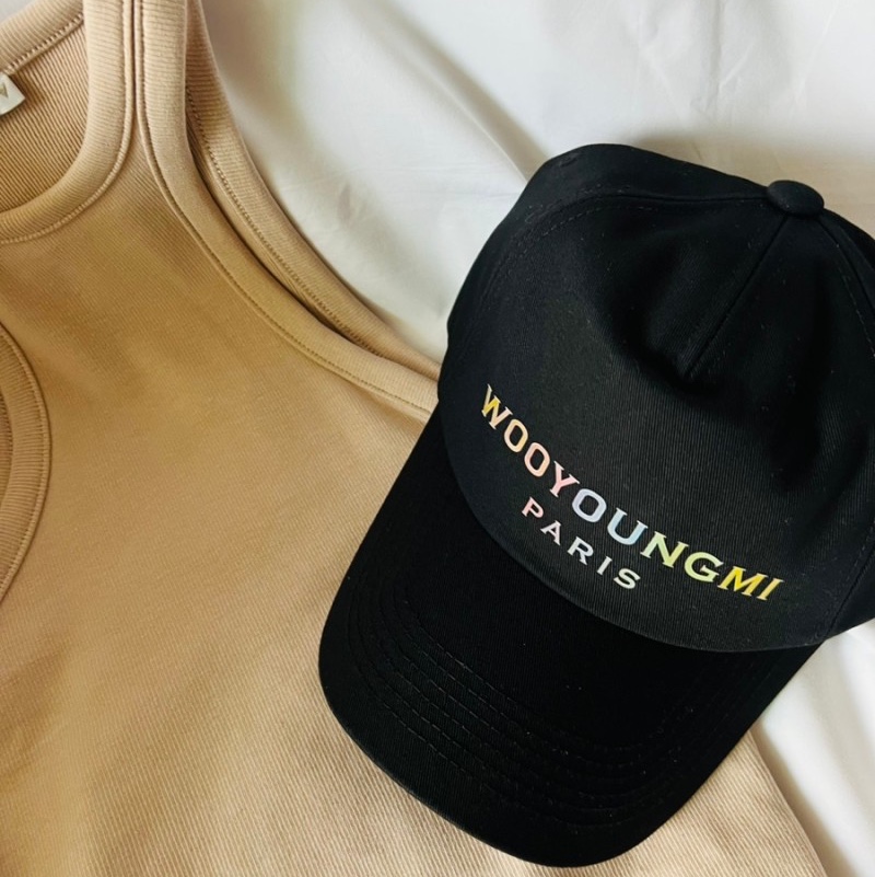 Wooyoungmi Lenticular Embroidered Ball Cap Black - 23SS 착용 스타일 - 1