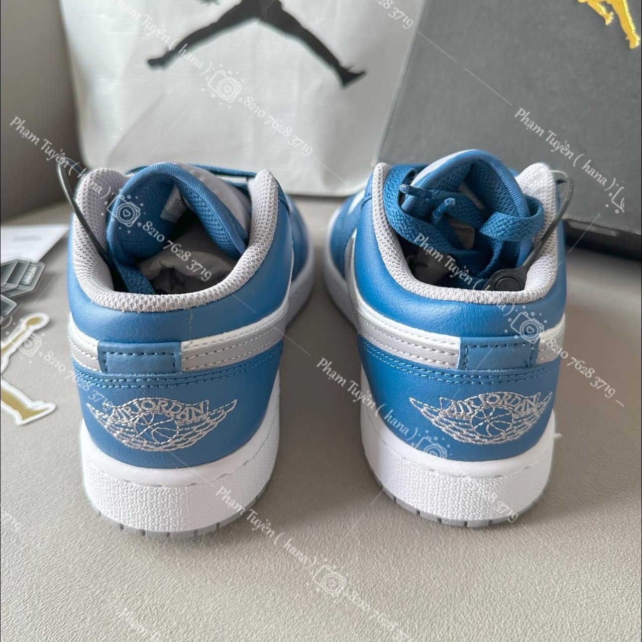 (GS) Jordan 1 Low True Blue Cement Grey 착용 스타일 - 4