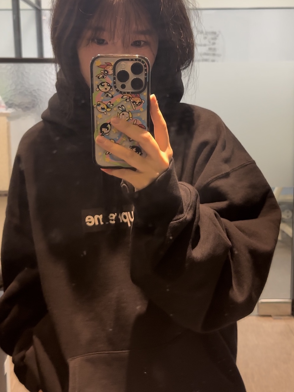 Supreme Seoul Box Logo Hooded Sweatshirt Black - 23FW 착용 스타일 - 3