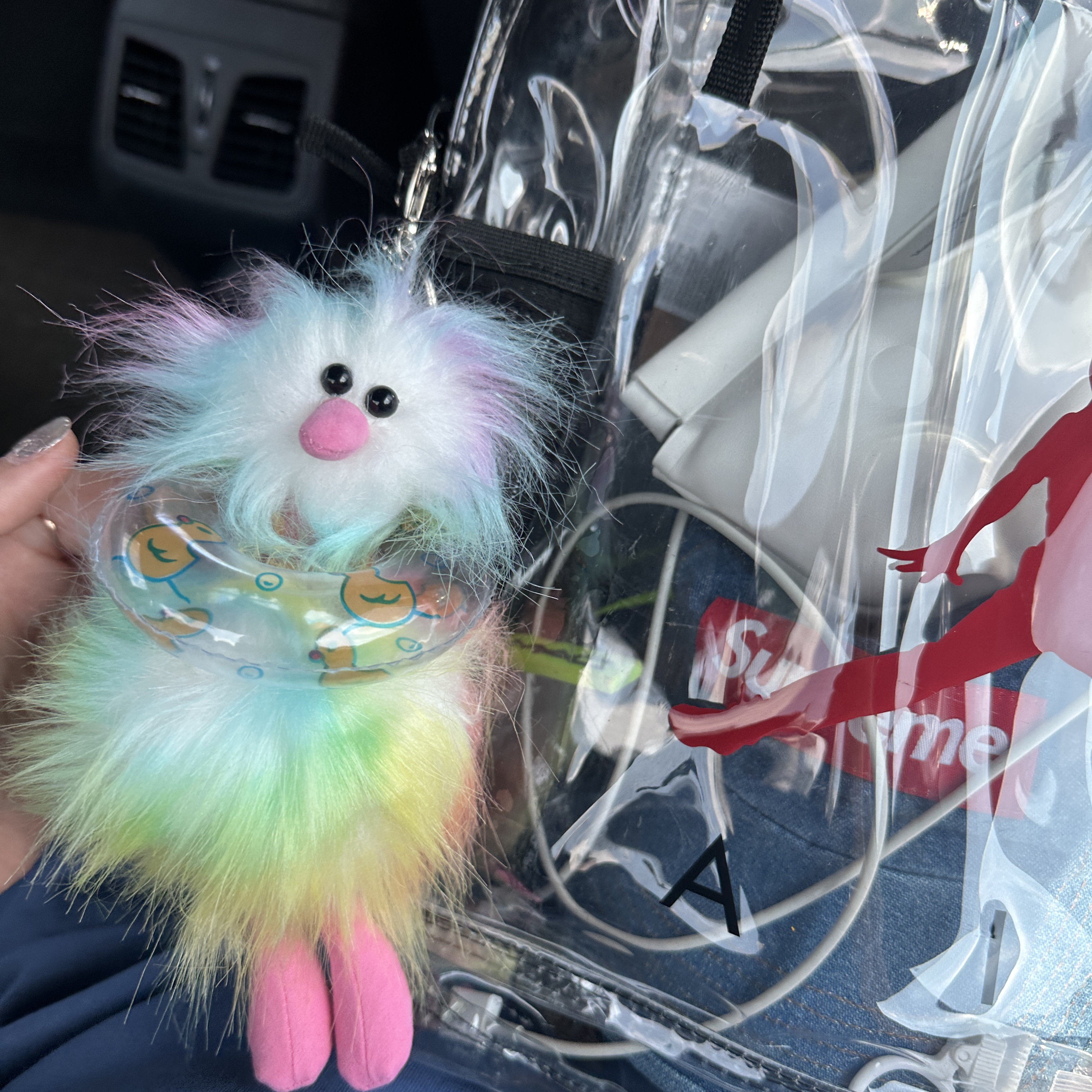 Cosymosy Ugly Bird Keyring Rainbow 착용 스타일 - 1
