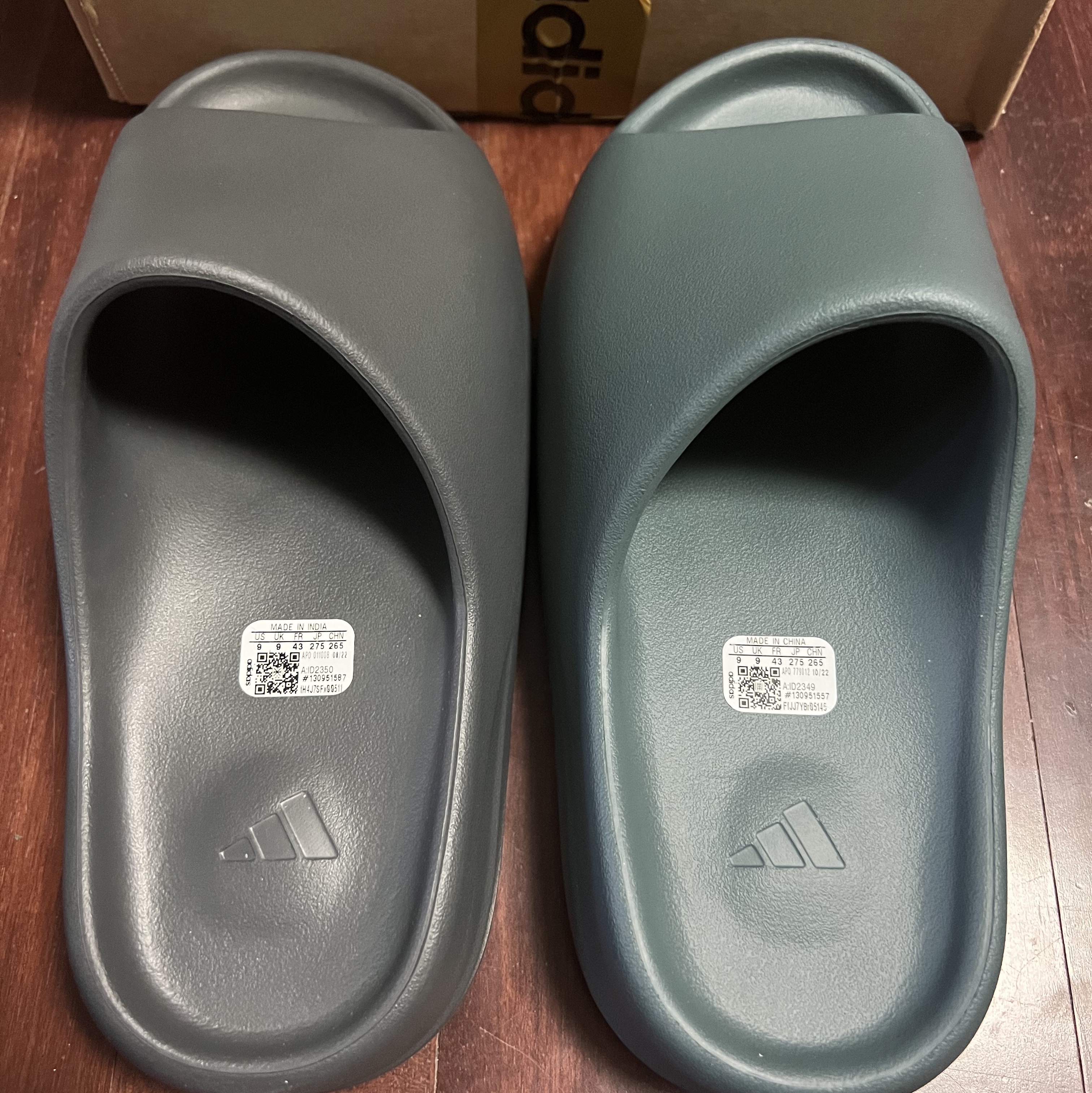 Adidas Yeezy Slide Slate Marine, Adidas Yeezy Slide Slate Grey 착용 스타일
