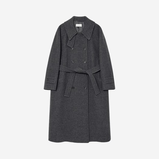 킨더살몬 우먼 메디슨 더블 코트 다크 그레이 멜란지 - FW23