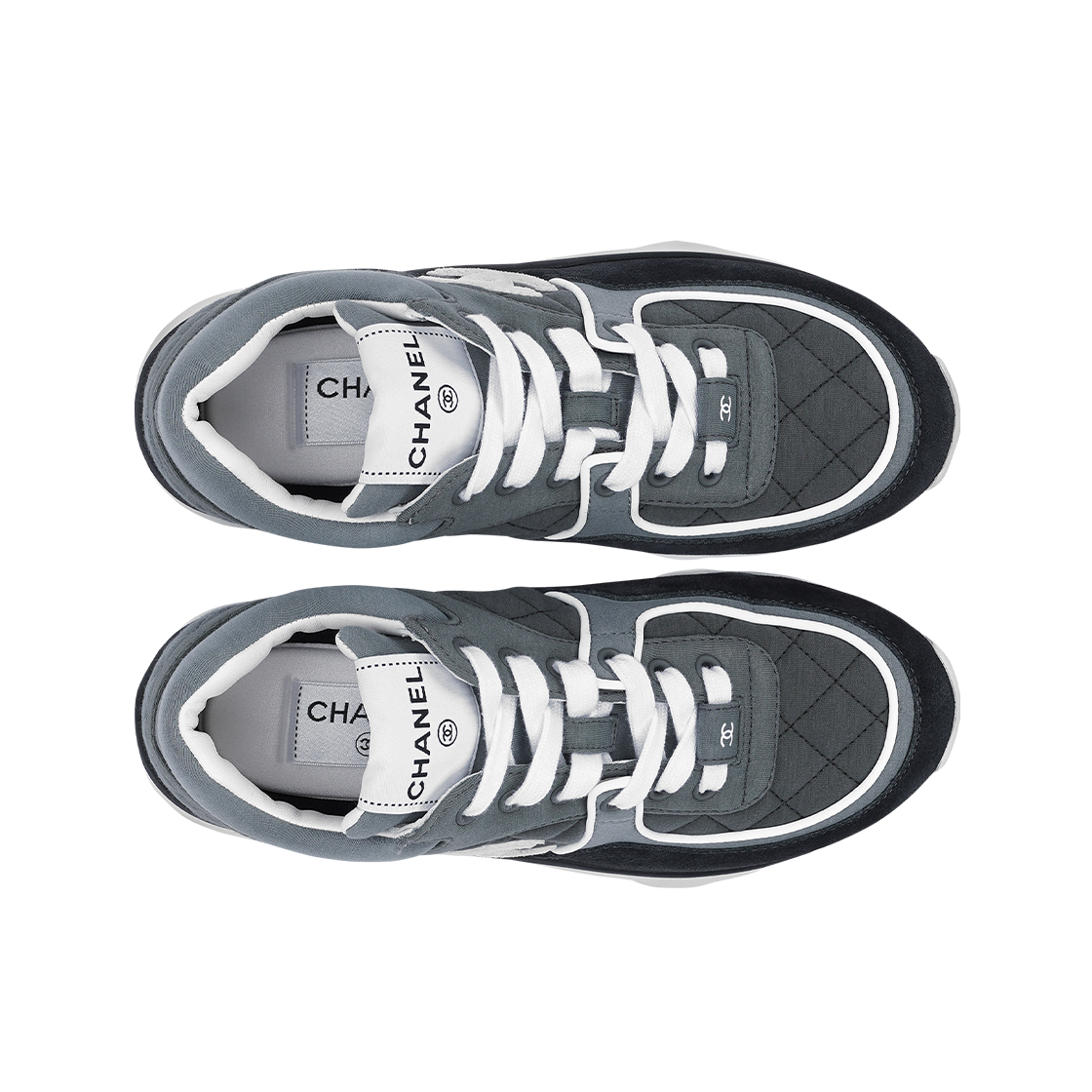(W) 샤넬 스니커즈 패브릭 스웨이드 카프스킨 & 다크 그레이((W) Chanel Sneakers Fabric Suede Calfskin & Dark Grey) - 3