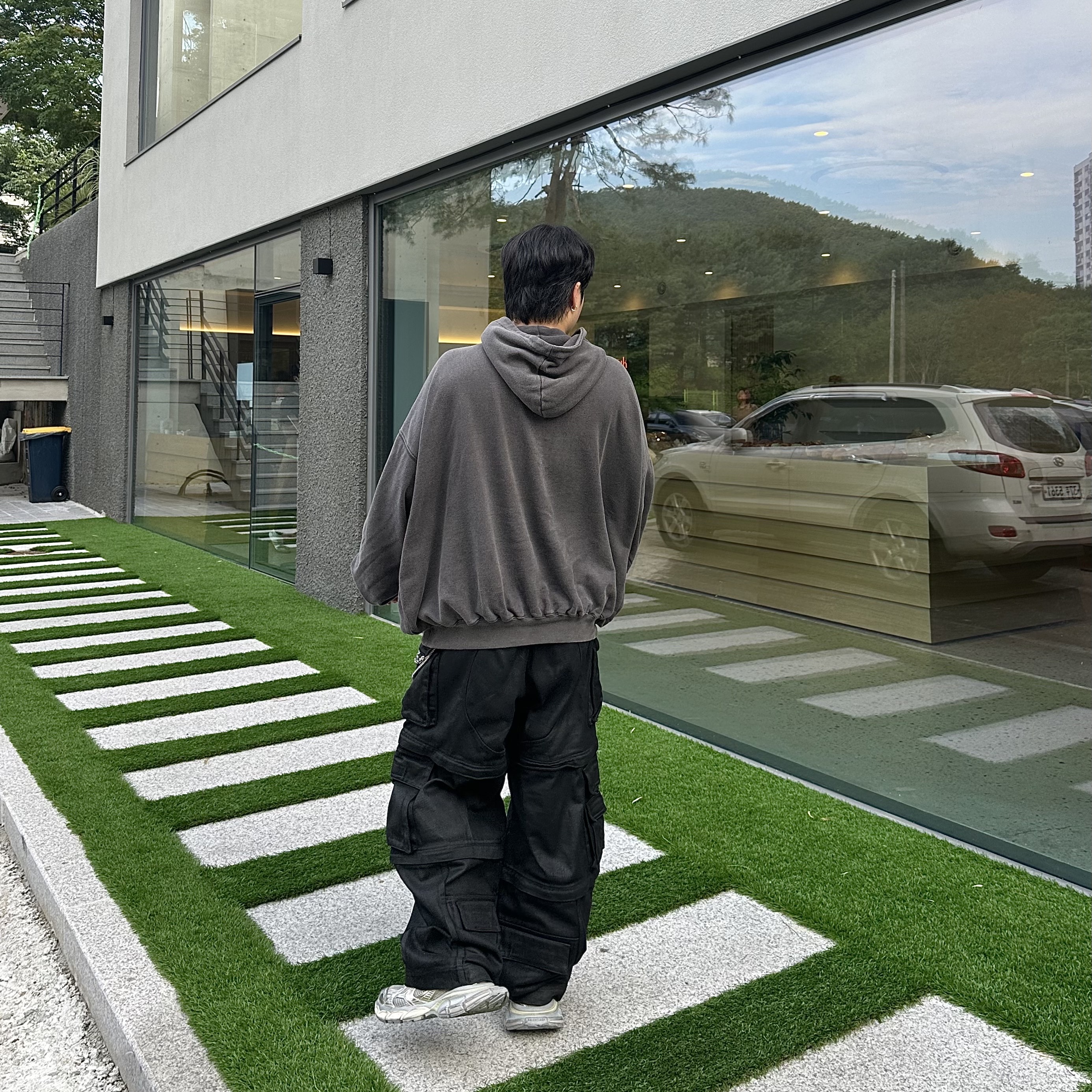 Project G/R Oversized Convertible Cargo Pants Coated Black, Undermycar Death Eaters Oversized Hoodie Fiesta - 23FW 착용 스타일 - 5