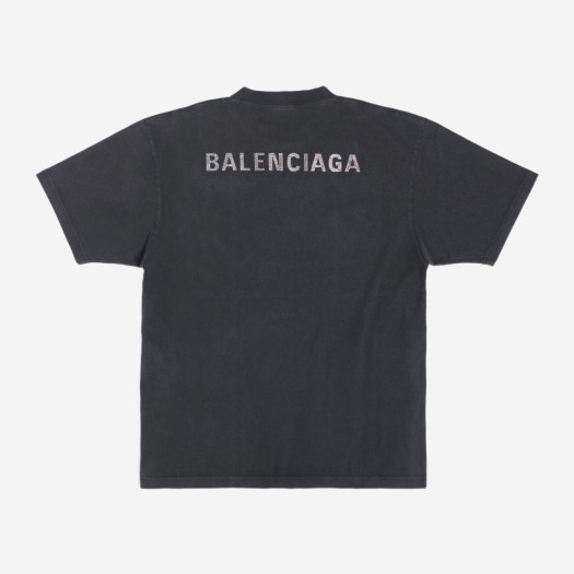 (W) 발렌시아가 라지 핏 백 티셔츠 블랙