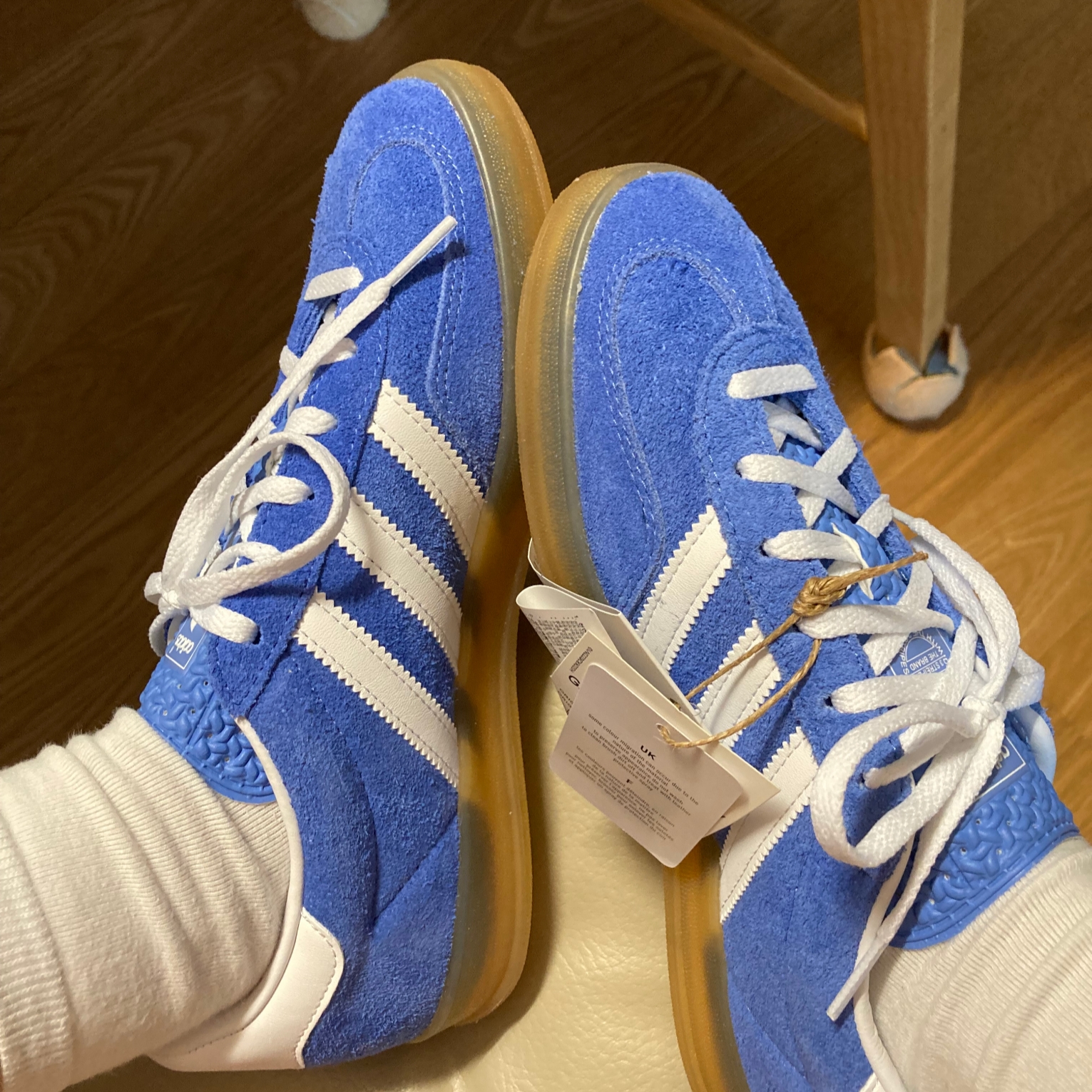 (W) Adidas Gazelle Indoor Blue Fusion Cloud White 착용 스타일 - 1