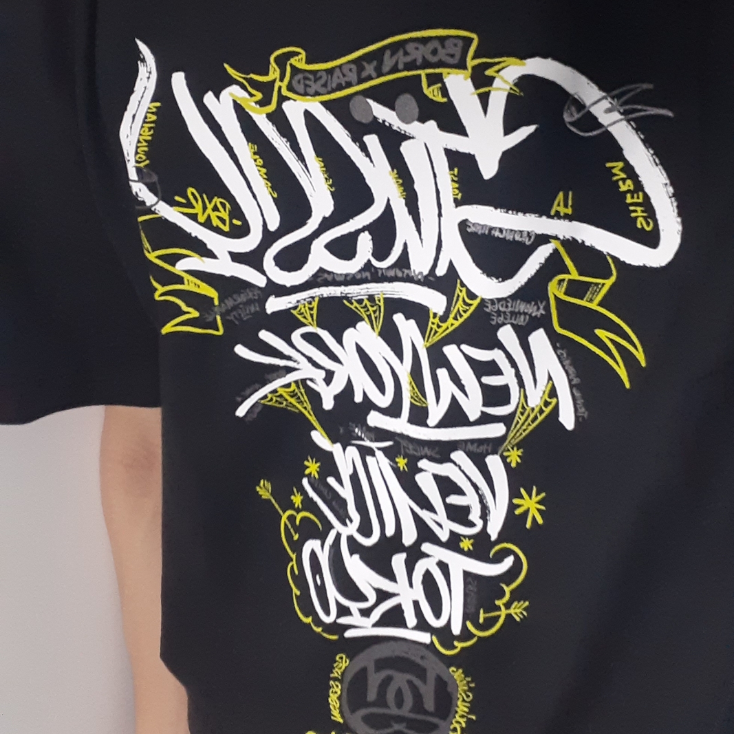 Stussy x Born X Raised Handstyles T-Shirt Black 착용 스타일