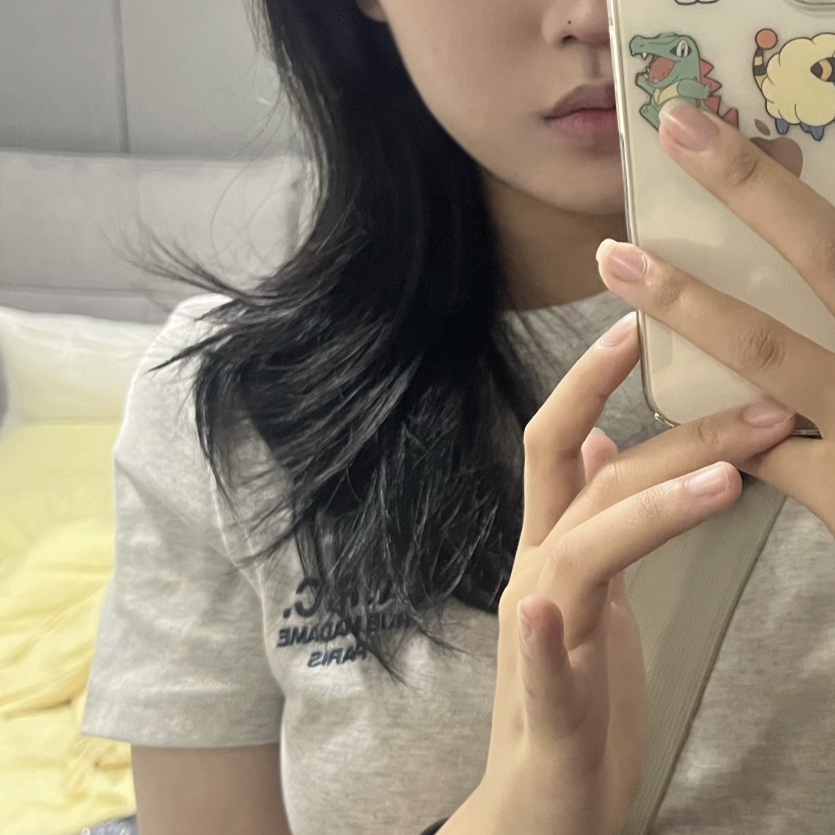 (W) A.P.C. Denise T-Shirt Grey 착용 스타일