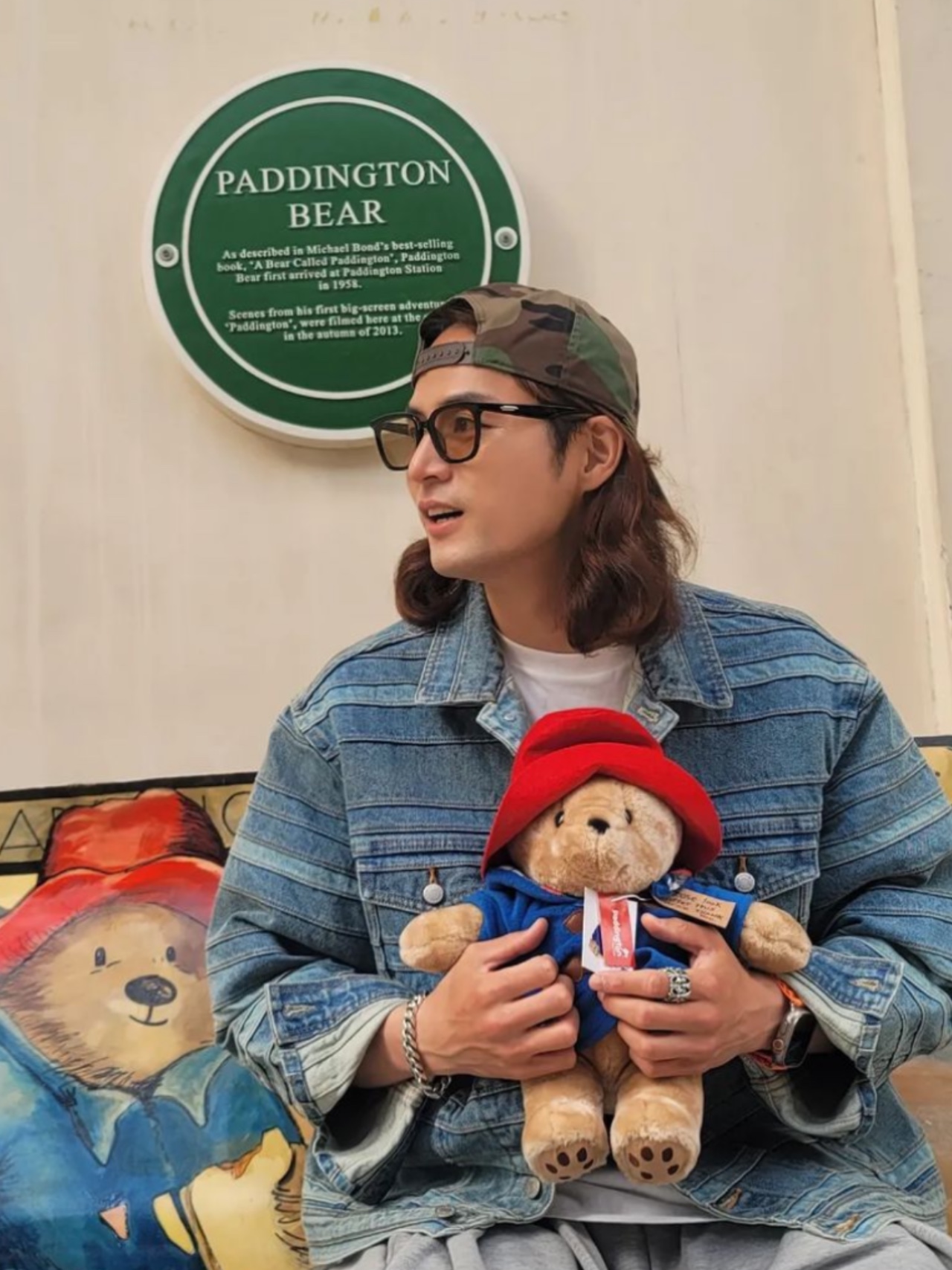 Double RL Garment Dyeing Twill Ball Cap Camouflage, Supreme Layered Denim Trucker Jacket Washed Blue - 22FW 착용 스타일 - 2