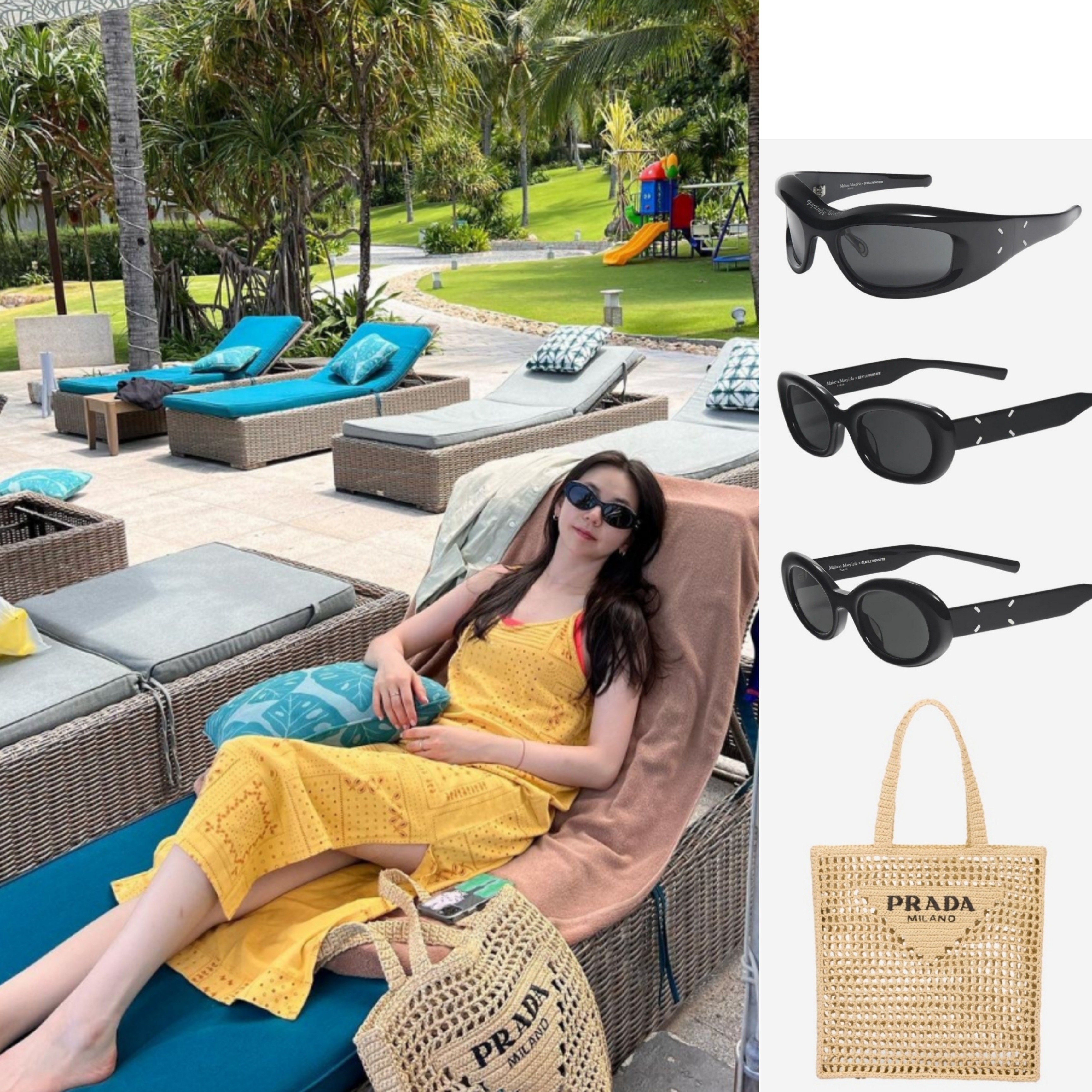 Gentle Monster x Maison Margiela MM002 Black Black, Gentle Monster x Maison Margiela MM004 Black Black 착용 스타일 - 1