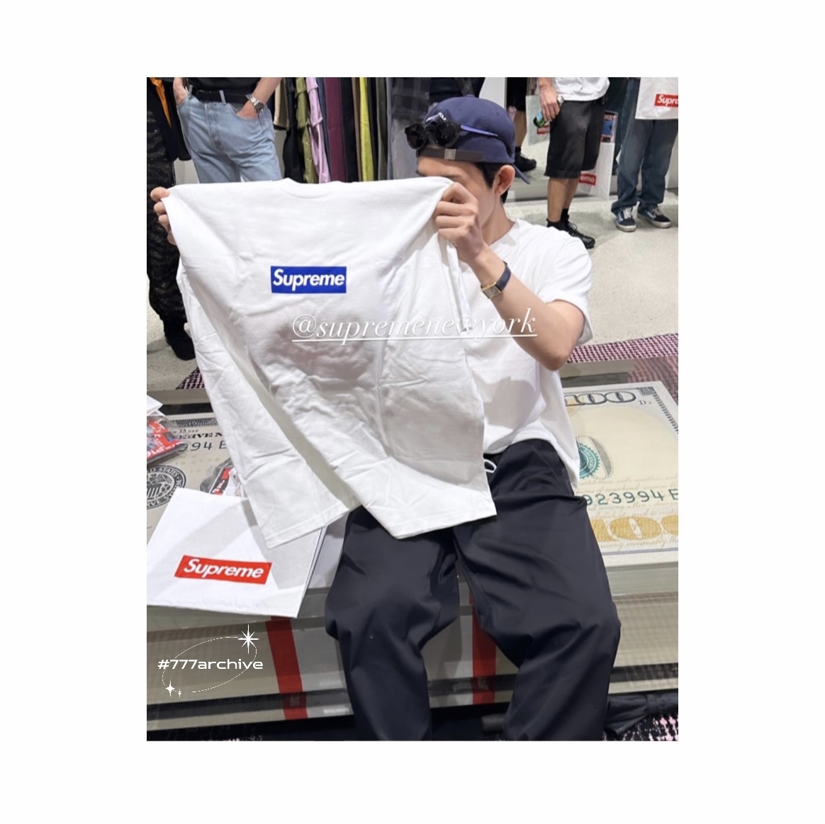 Supreme Seoul Box Logo T-Shirt White - 23FW 착용 스타일 - 2