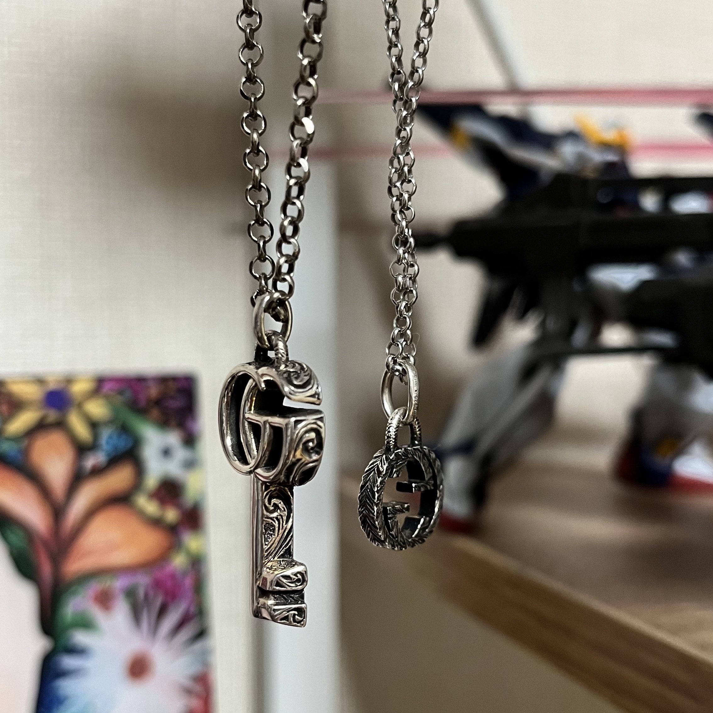 Gucci Double G Key Necklace Silver, Gucci Interlocking G Pendant Necklace Silver 착용 스타일