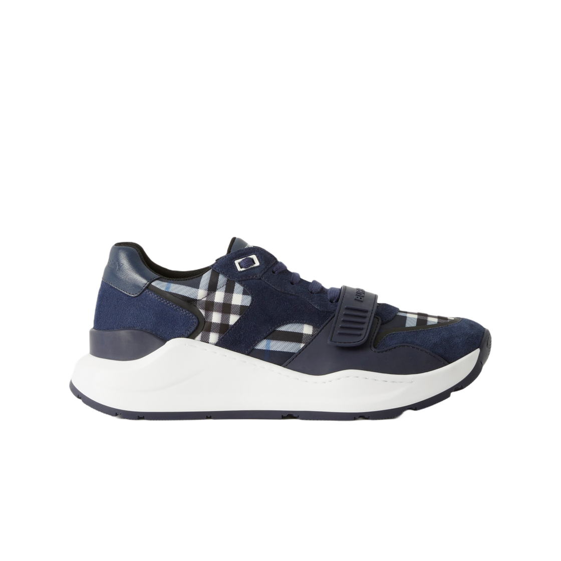 버버리 체크 레더 앤 스웨이드 스니커즈 블루(Burberry Check Leather and Suede Sneakers Blue) - 1