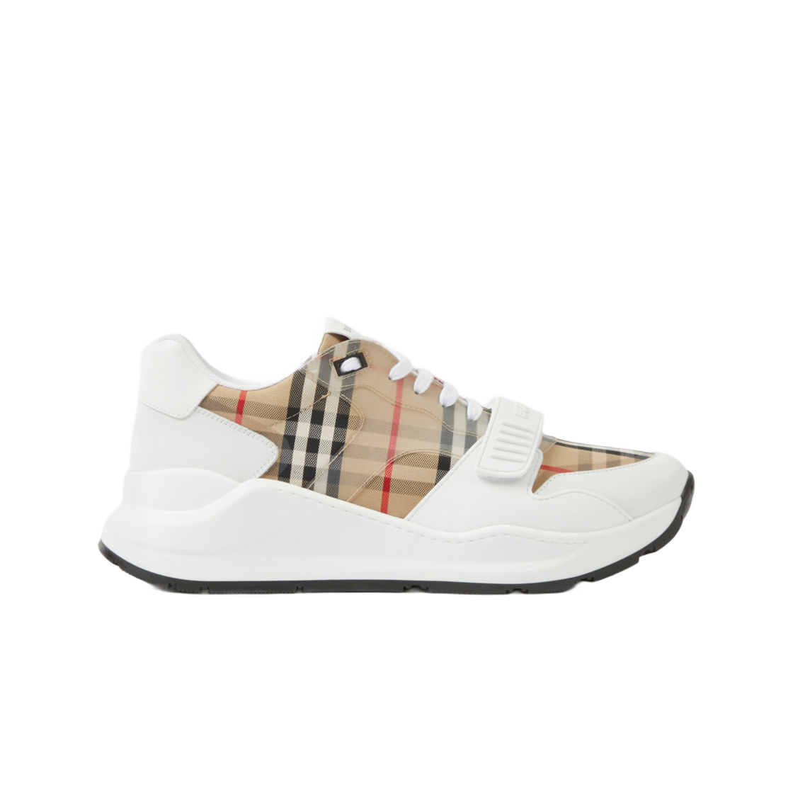 버버리 체크 앤 레더 스니커즈 화이트 클리어 체크(Burberry Check and Leather Sneakers White Clear Check)