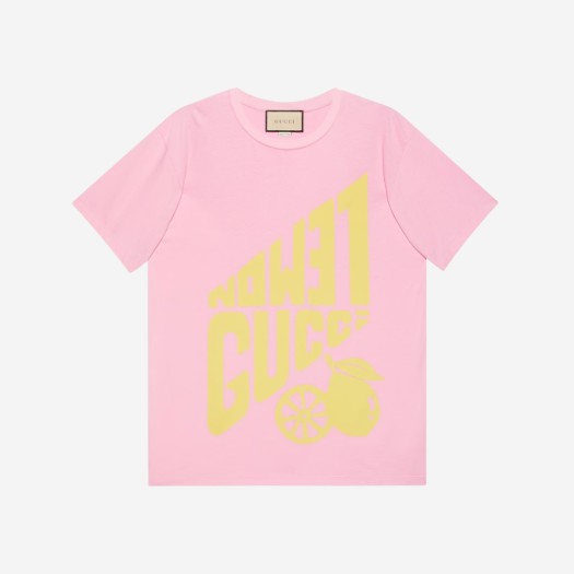 (W) 구찌 레몬 구찌 코튼 티셔츠 핑크 옐로우