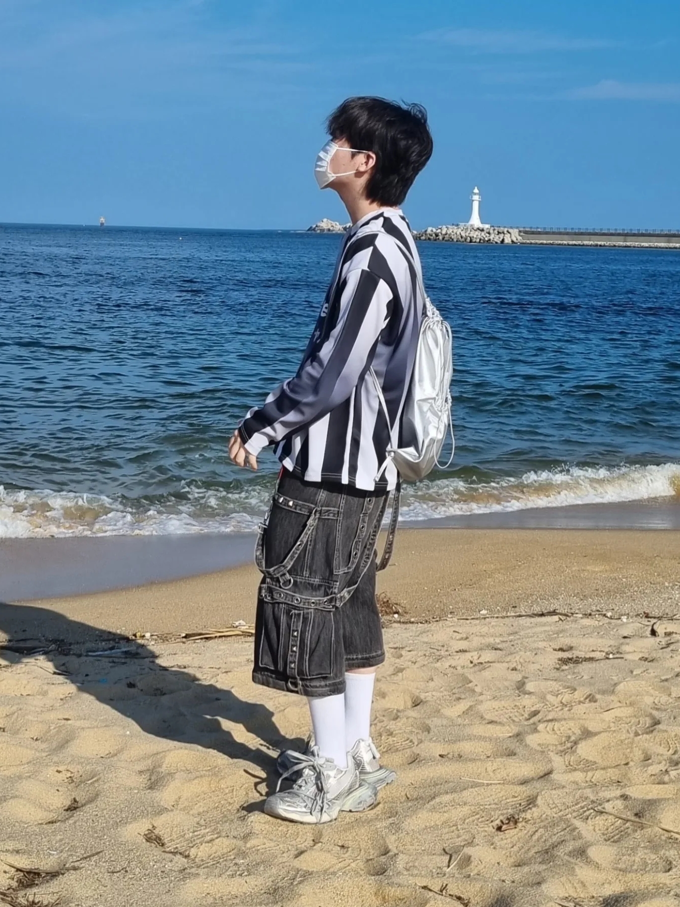 Balenciaga 3XL Sneakers Light Beige 착용 스타일 - 4