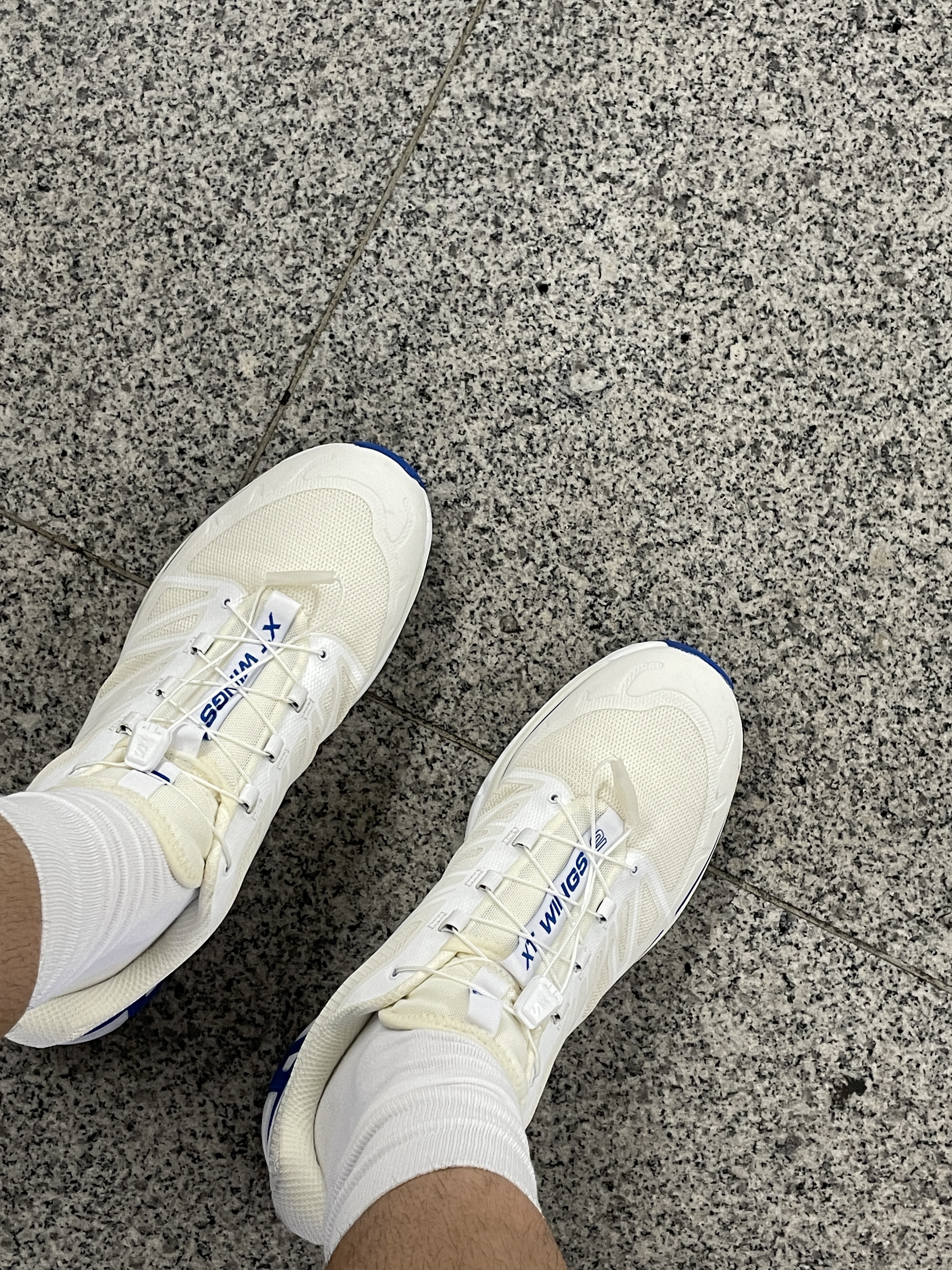 Salomon x JJJJound XT-Wings 2 White Lapis Blue 착용 스타일