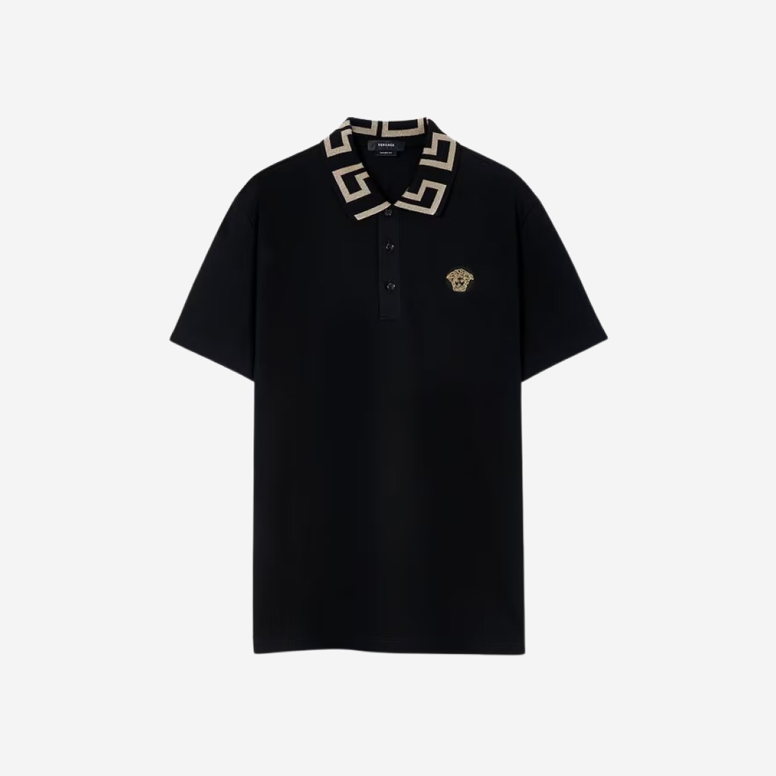 Versace Greca Short Sleeve Polo Shirt Black 상세 이미지 1