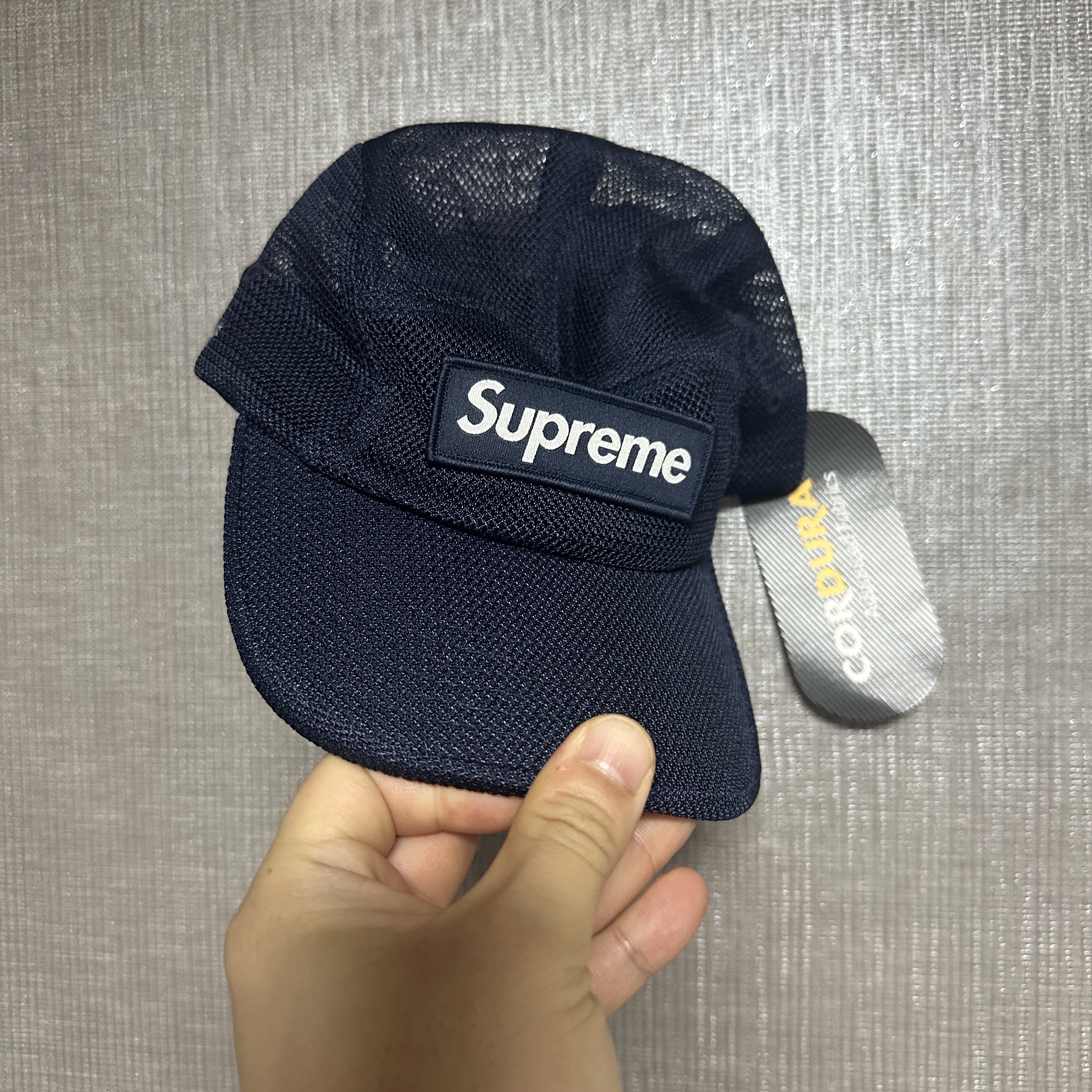 Supreme Mesh Cordura Camp Cap Navy - 23SS 착용 스타일