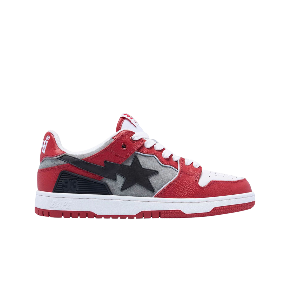 베이프 베이프 Sk8 스타 로우 레드 그레이(BAPE Bape Sk8 Sta Low Red Grey) - 1