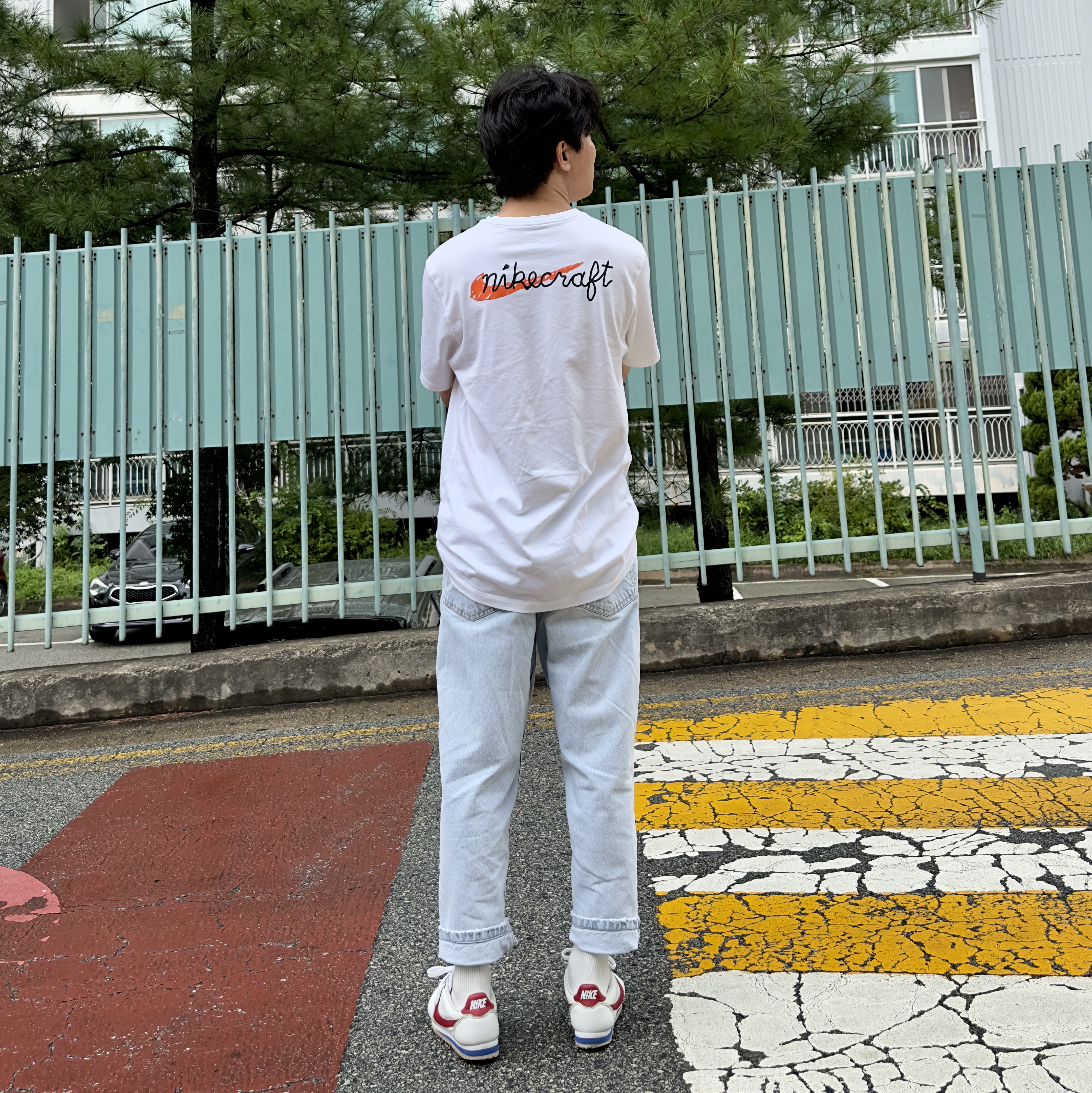 Nike x Tom Sachs Nikecraft Studio T-Shirt White, Nike Classic Cortez Forrest Gump 2017 착용 스타일 - 2