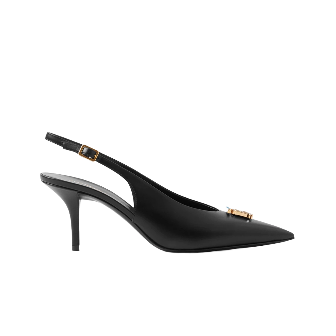 (W) 버버리 모노그램 모티프 레더 슬링백 펌프스 블랙((W) Burberry Monogram Motif Leather Slingback Pumps Black) - 1