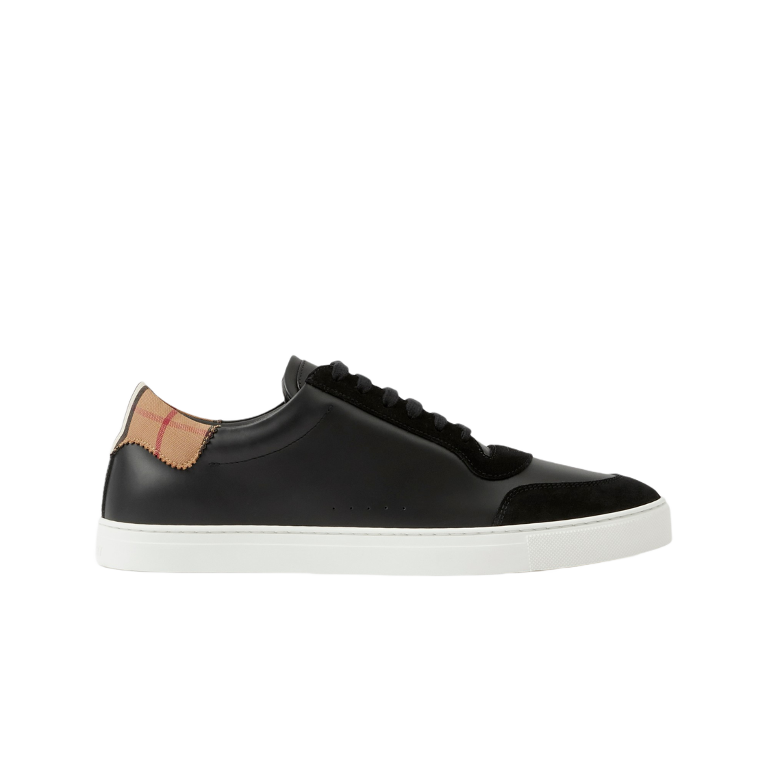 8061752 Burberry Leather Suede and Vintage Check Cotton Sneakers Black