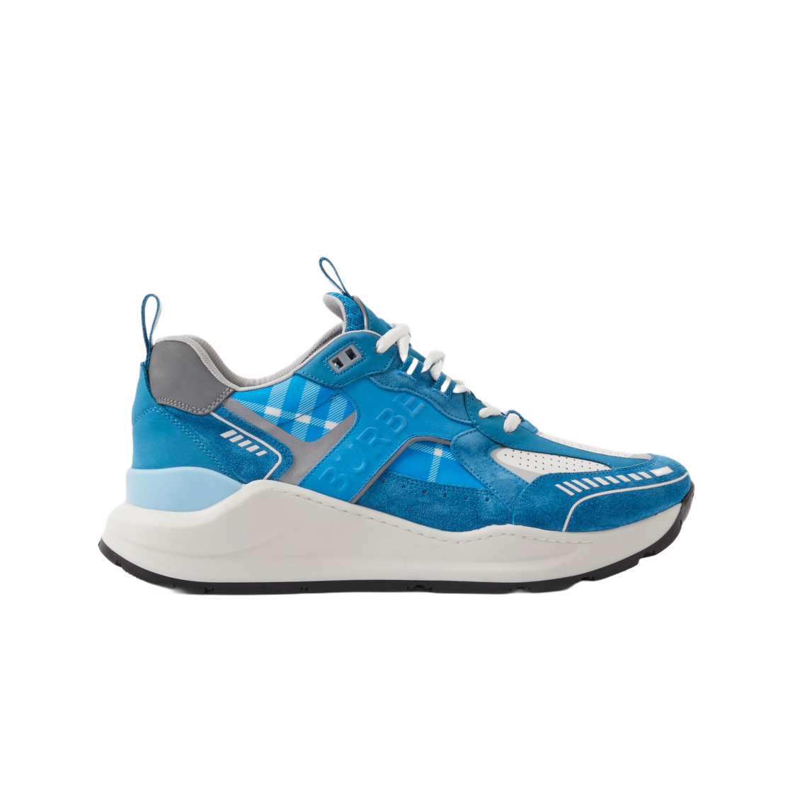 버버리 레더 스웨이드 앤 체크 스니커즈 블루 믹스(Burberry Leather Suede and Check Sneakers Blue Mix) - 1