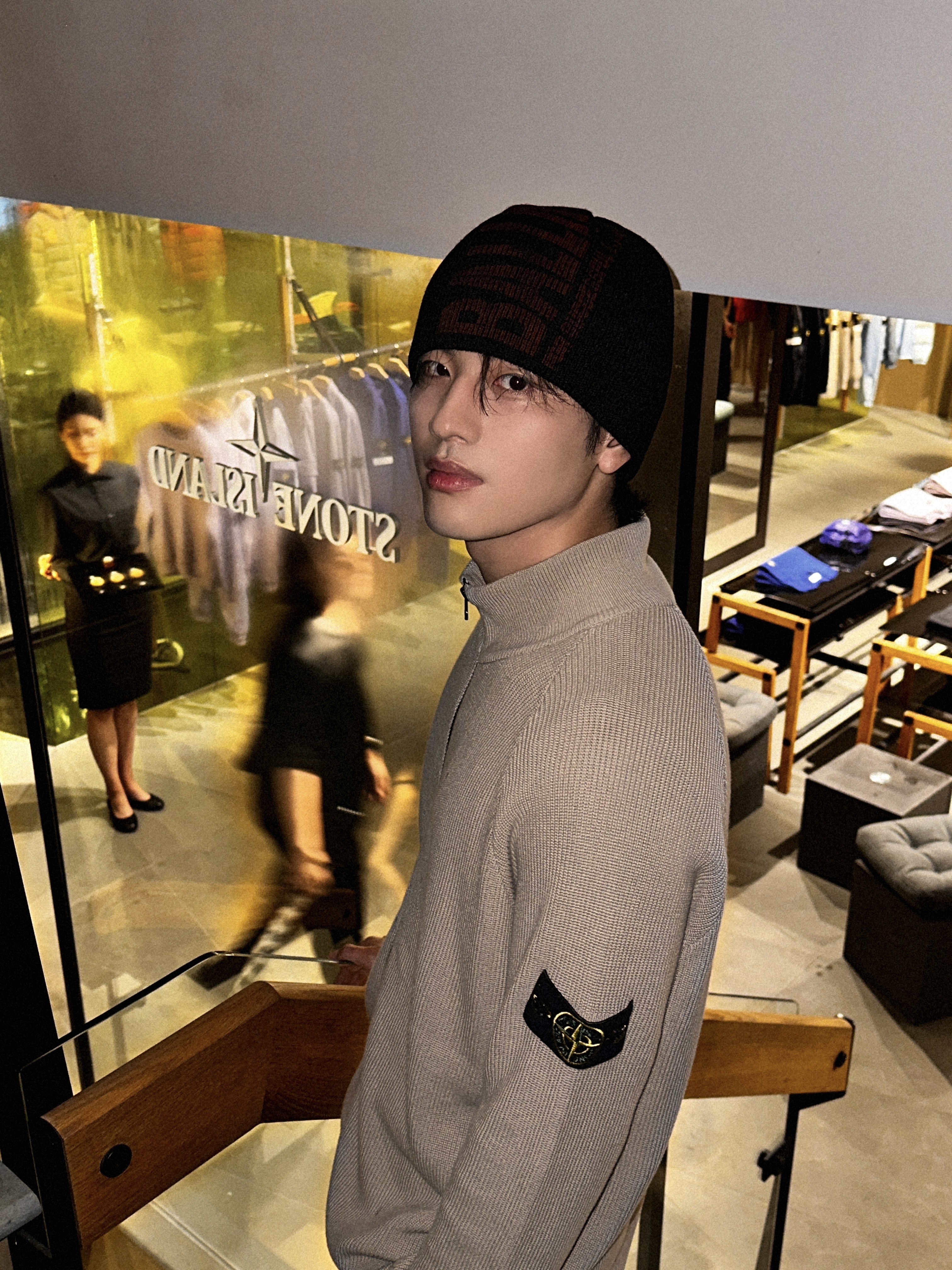 Stone Island 526D8 Ribbed Soft Cotton Cardigan Knit Dove Grey - 23SS, Converse x Drkshdw Turbowpn Black Cream 착용 스타일 - 2