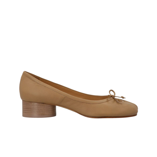 (W) Maison Margiela Tabi Leather Ballerina Pumps Nude