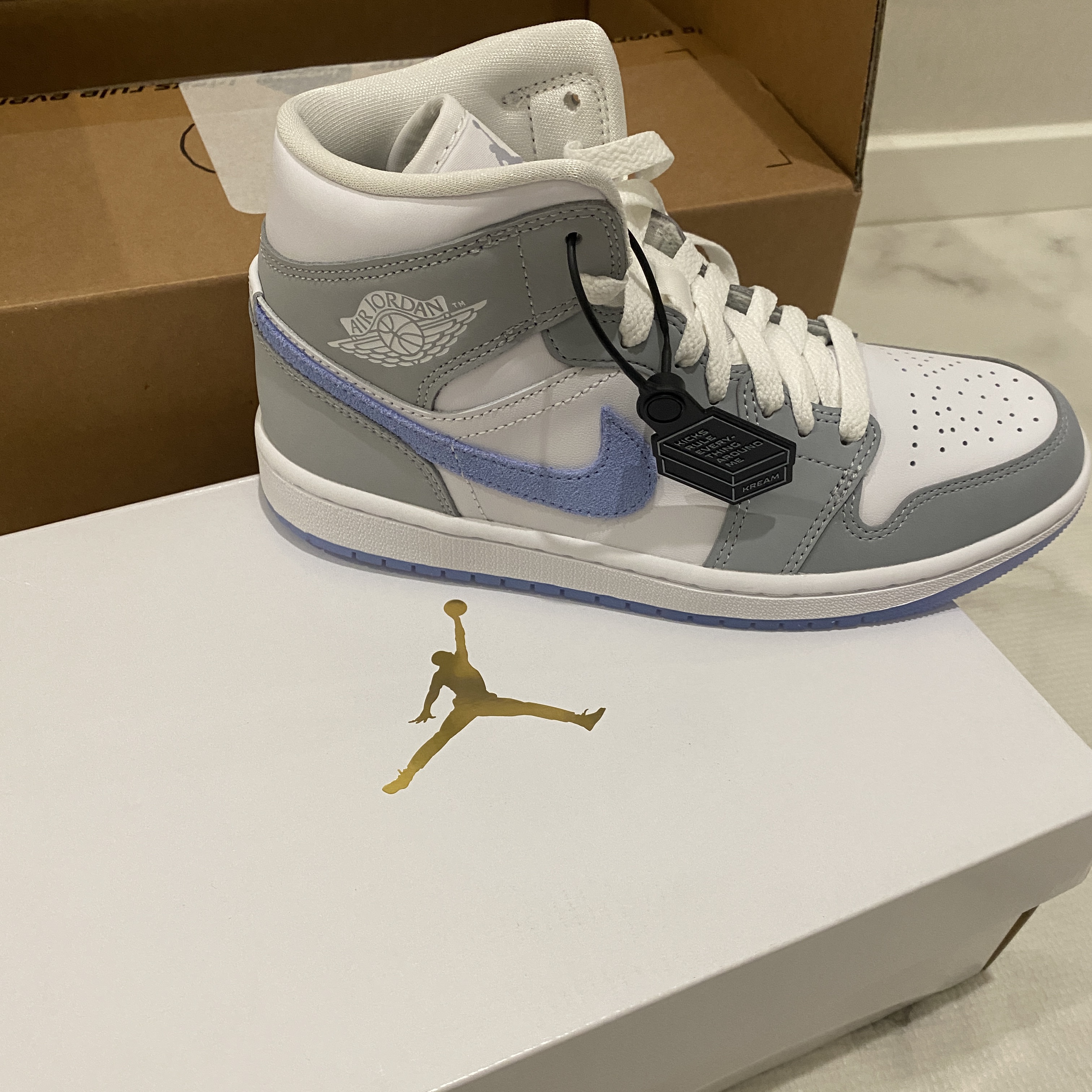(W) Jordan 1 Mid Wolf Grey 착용 스타일 - 5