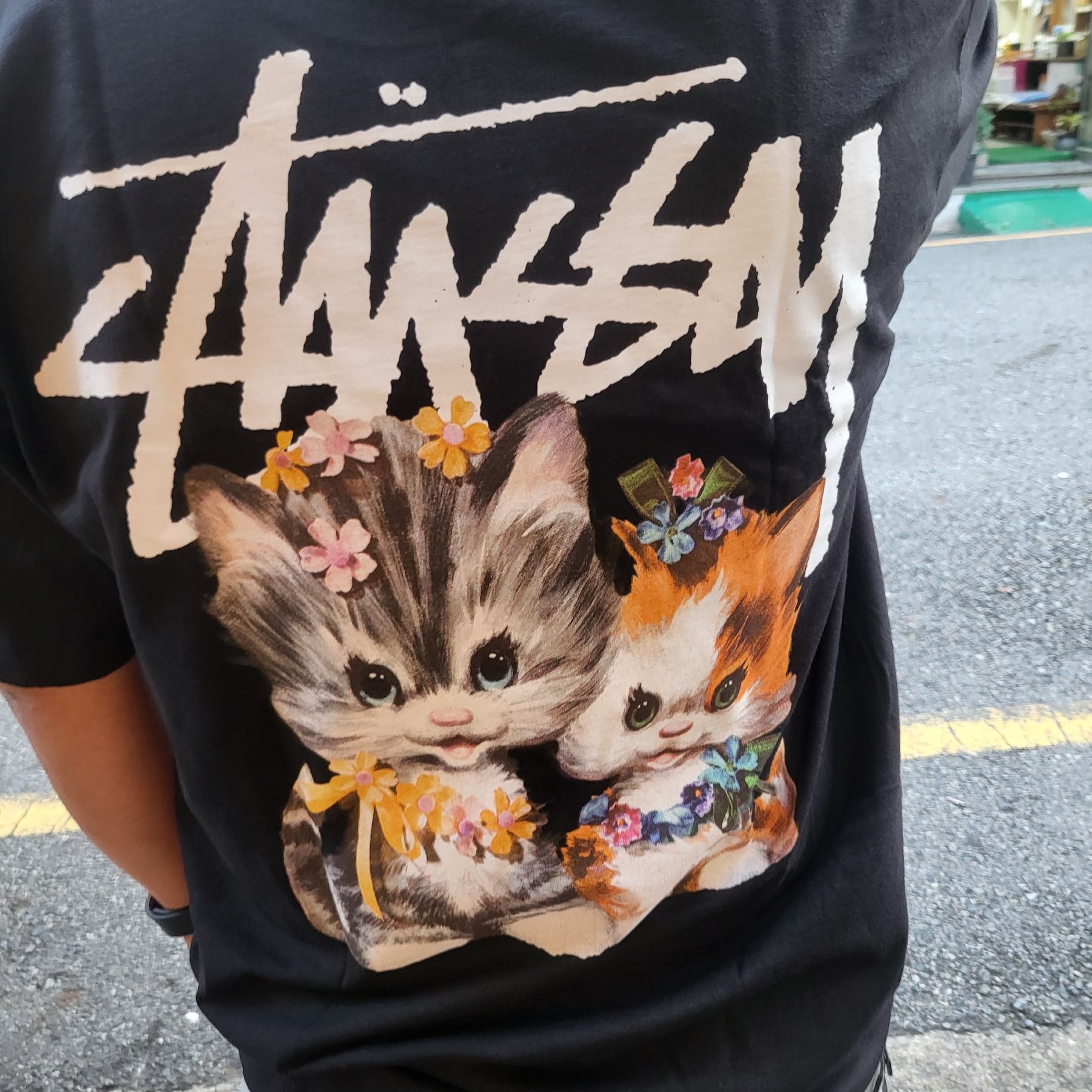 Stussy Kittens T-Shirt Black 착용 스타일
