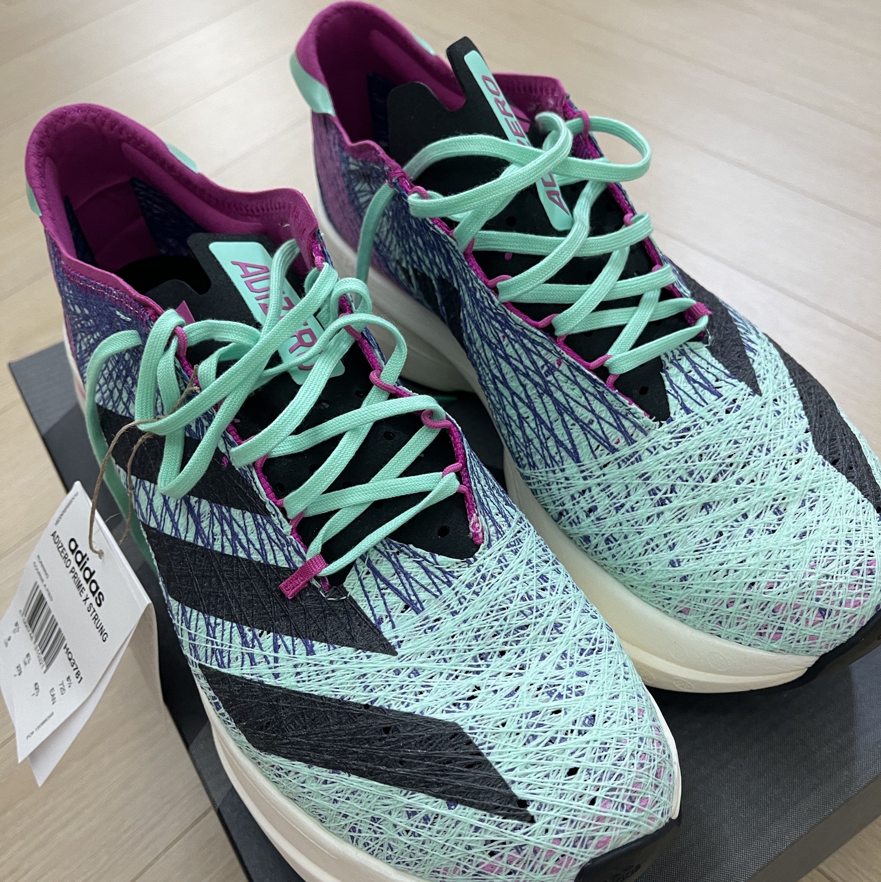 Adidas Adizero Prime X Strung Pulse Mint Core Black 착용 스타일 - 1