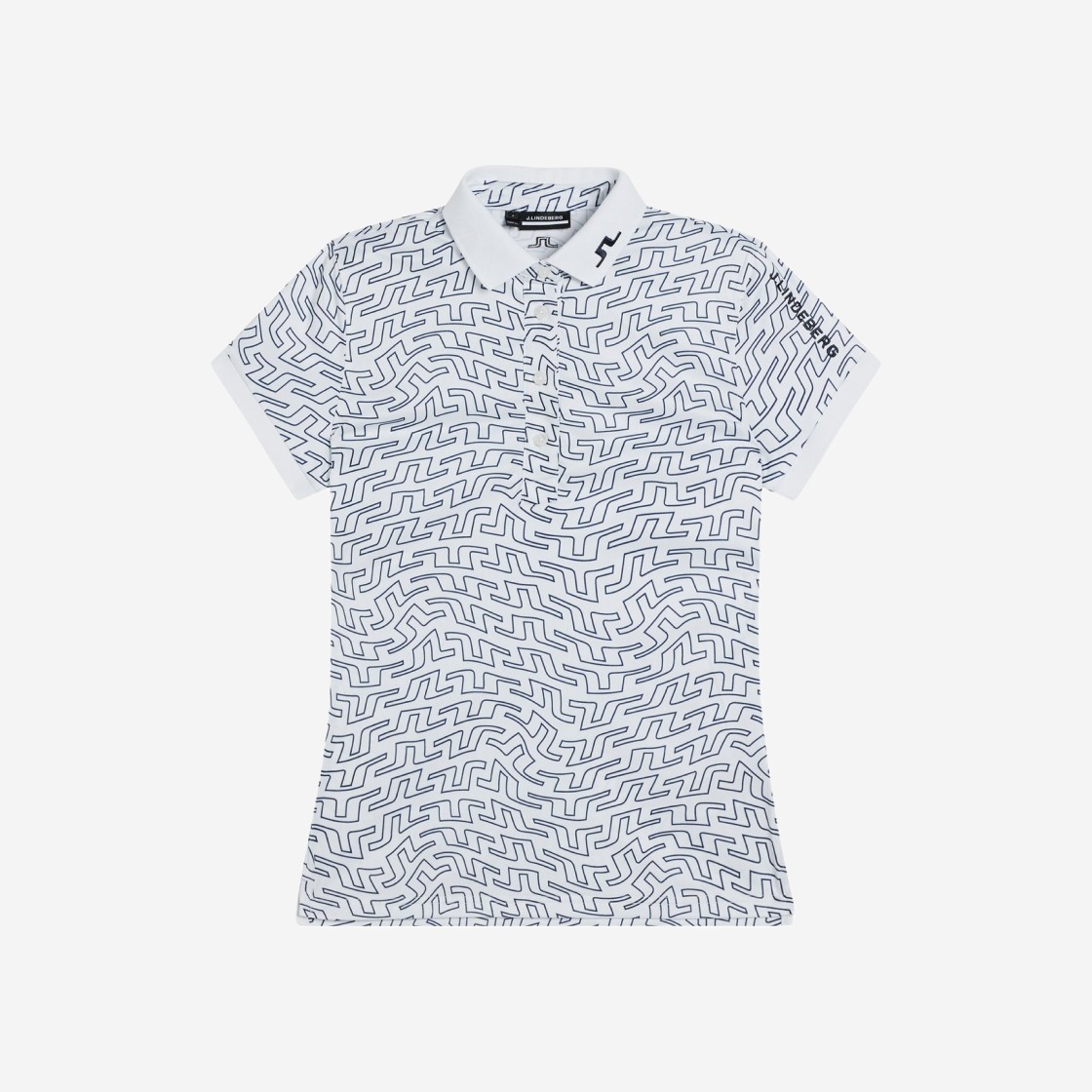 (W) J.Lindeberg Tour Tech Print Polo White Bridge Swirl 상세 이미지 1