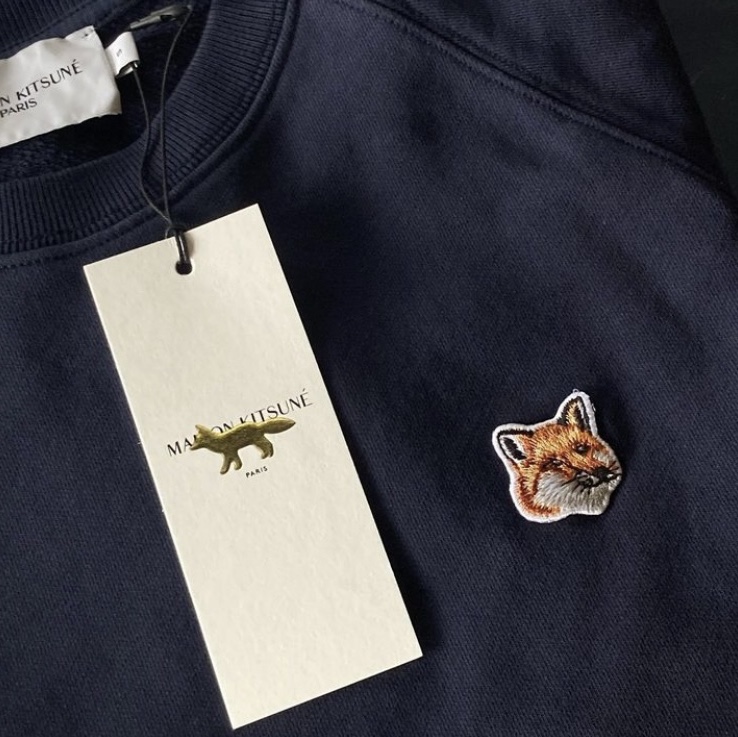 (W) Maison Kitsune Fox Head Patch Adjusted Sweatshirt Black 착용 스타일