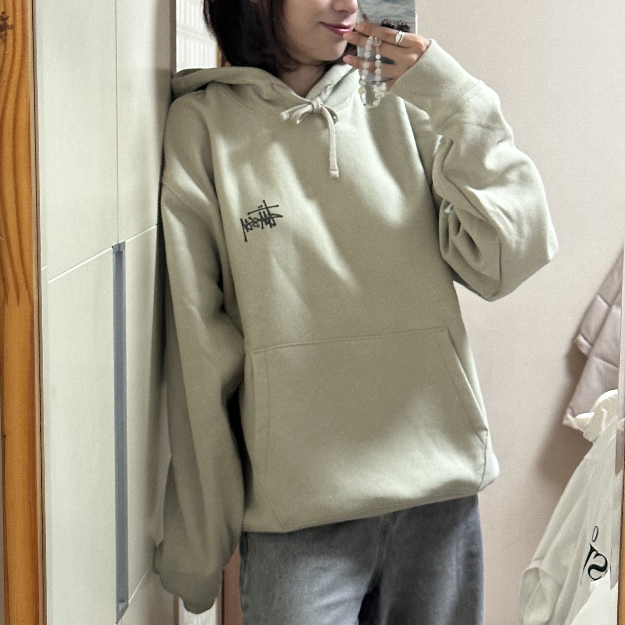Stussy Basic Stussy Pigment Dyed Hoodie Artichoke 착용 스타일 - 1