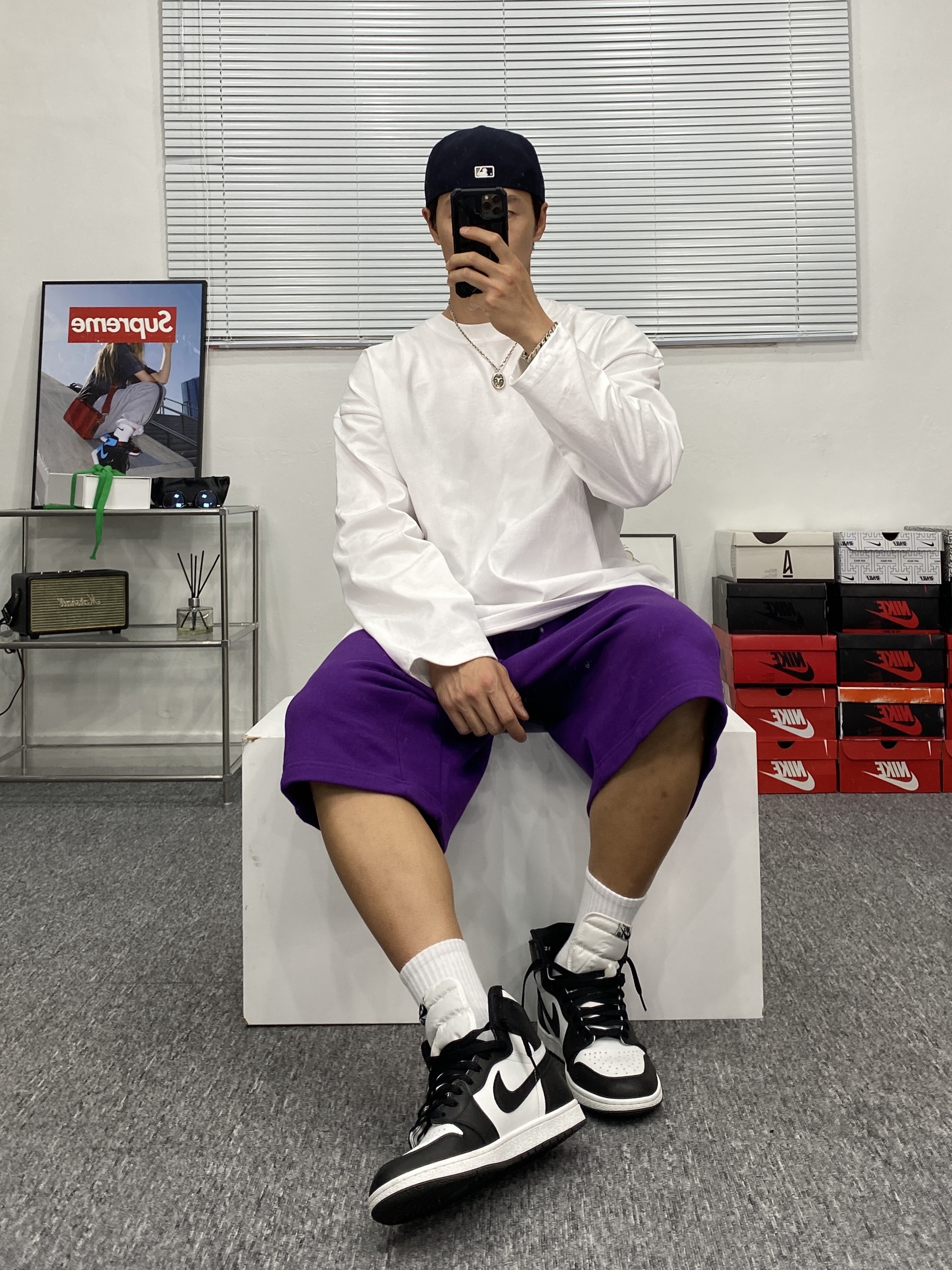 Jordan 1 High 85 Black White 착용 스타일 - 3