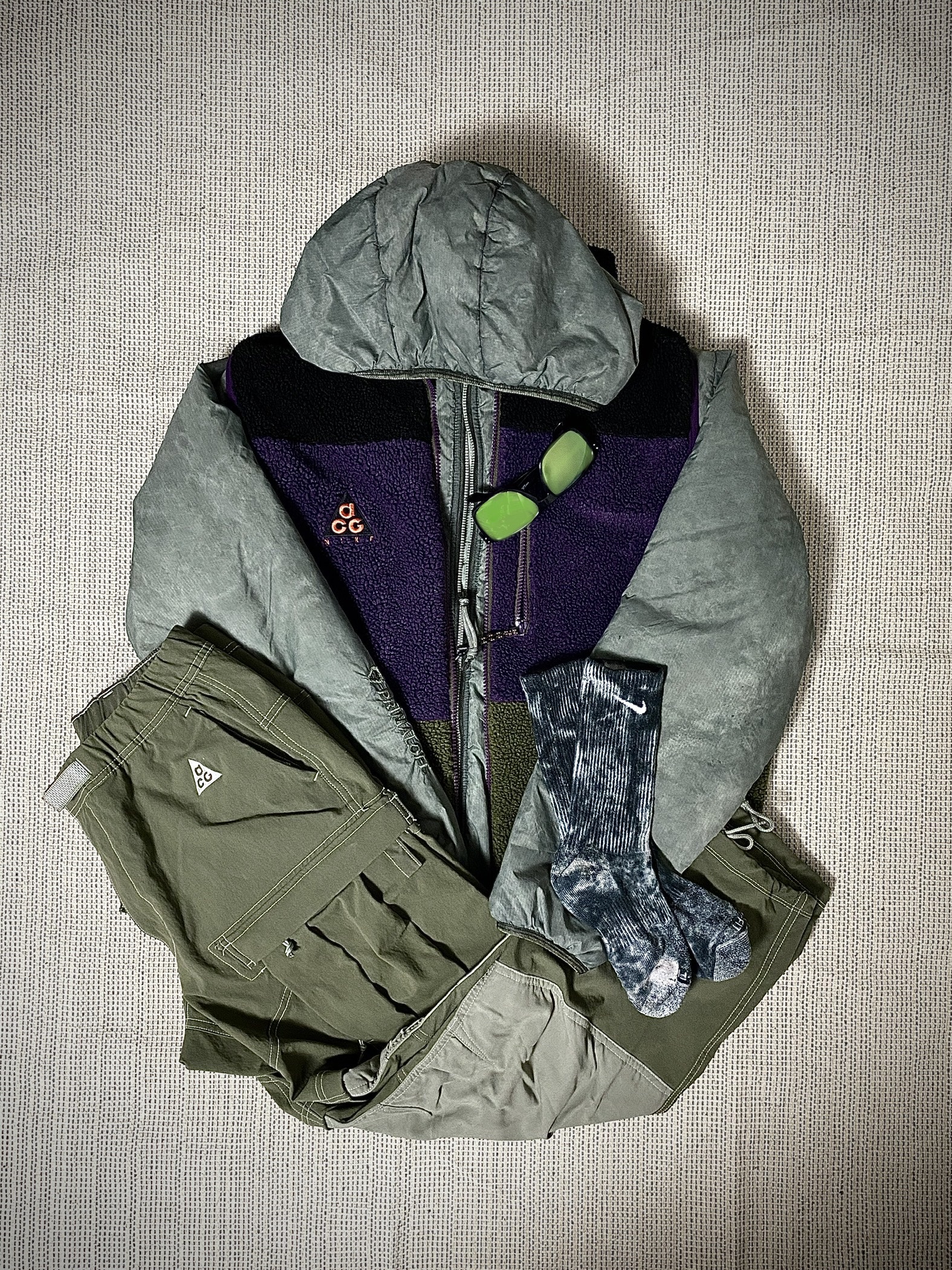 Nike ACG Vest Black Sequoia Night Purple - US/EU, Nike NRG ACG Therma-Fit ADV Rope De Dope Light Army - Asia 착용 스타일 - 4