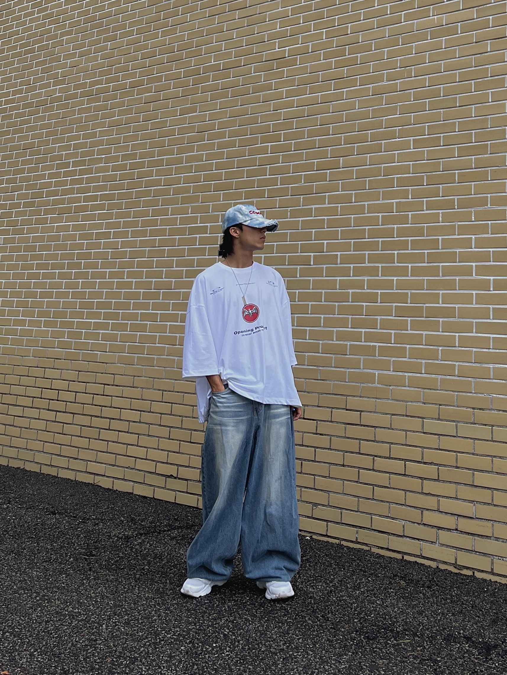 Nos Couleurs No Comment Cap Denim 착용 스타일 - 1