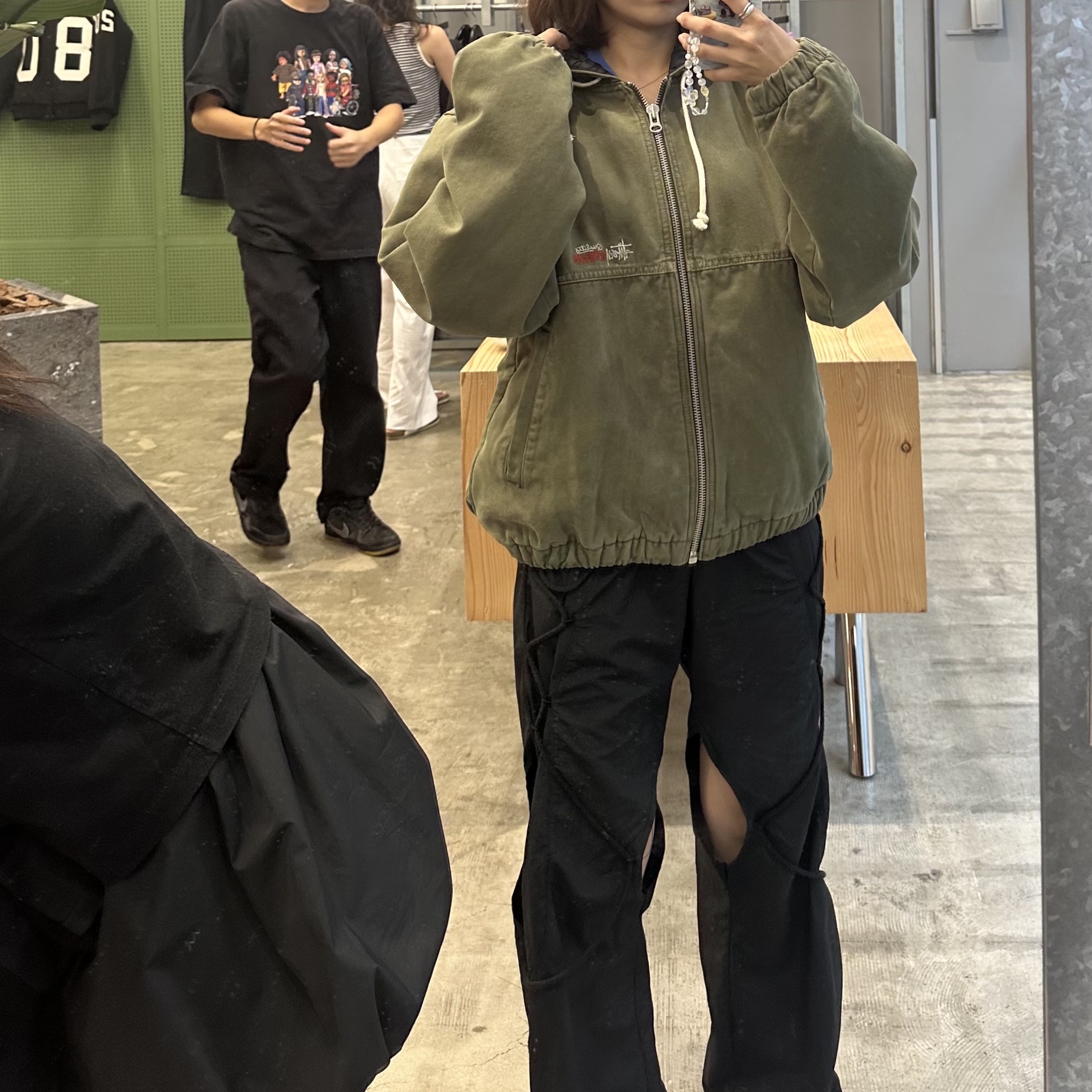 Stussy Insulated Canvas Work Jacket Olive Drab 착용 스타일 - 2