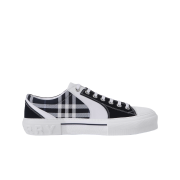 Burberry Check Cotton and Leather Sneakers White Navy