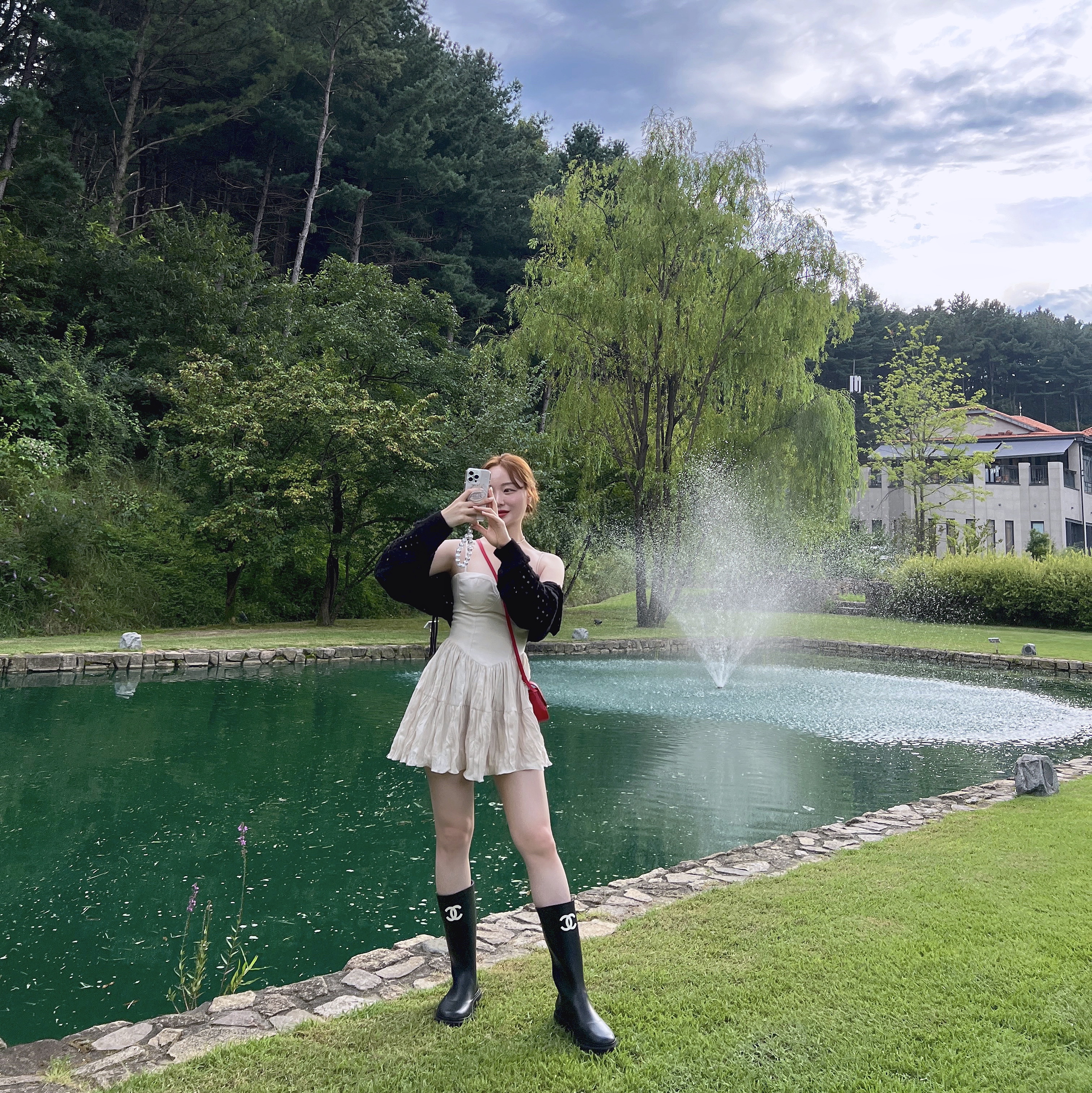 (W) Chanel Boots Caoutchouc & Black 착용 스타일 - 1