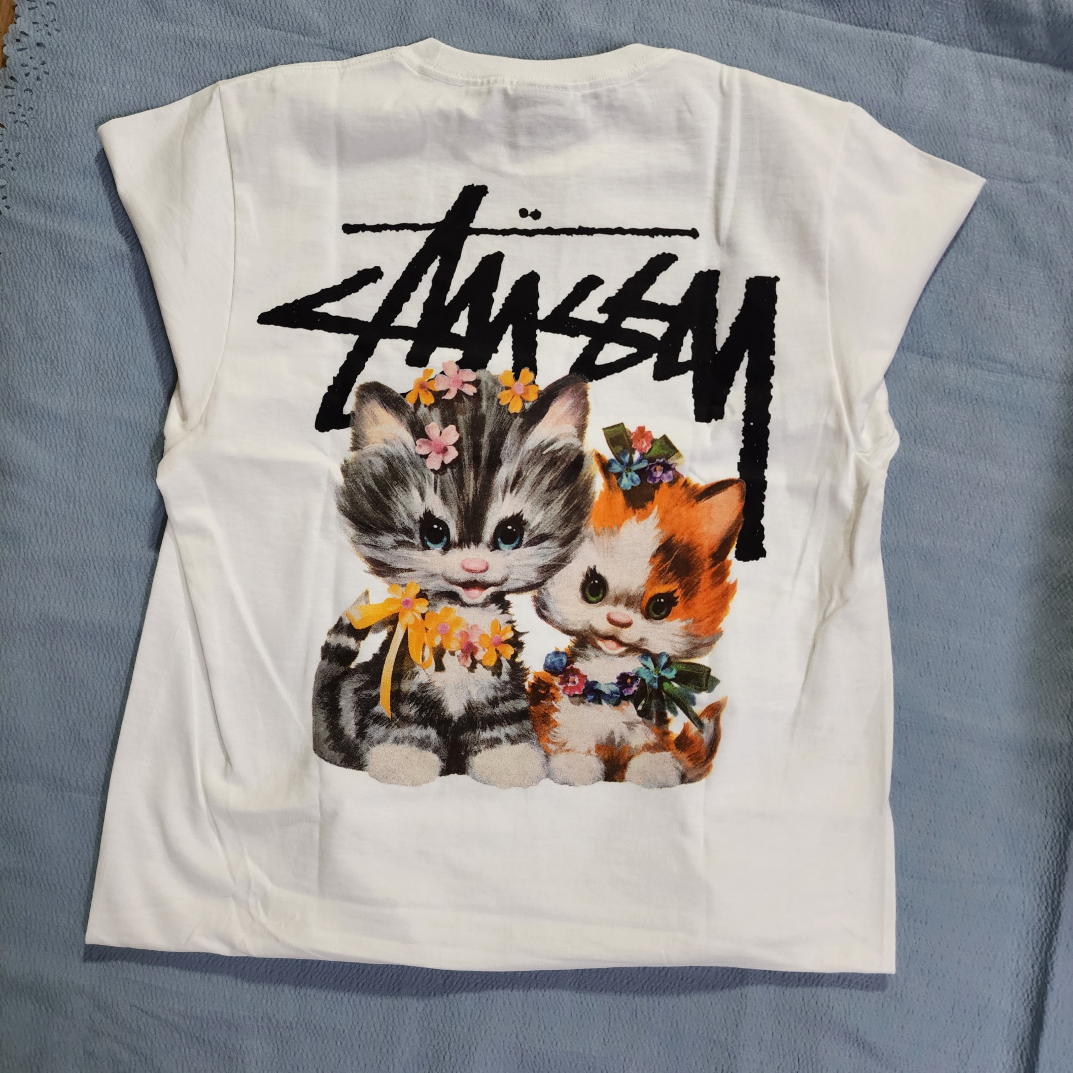 Stussy Kittens T-Shirt White 착용 스타일