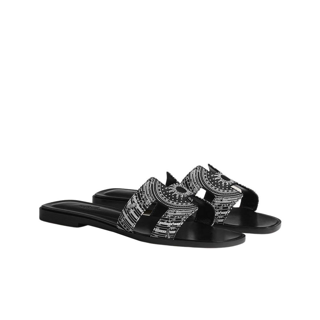 (W) 에르메스 오란 샌들 카프스킨 & 누아 블랑((W) Hermes Oran Sandal Calfskin & Noir Blanc) - 2