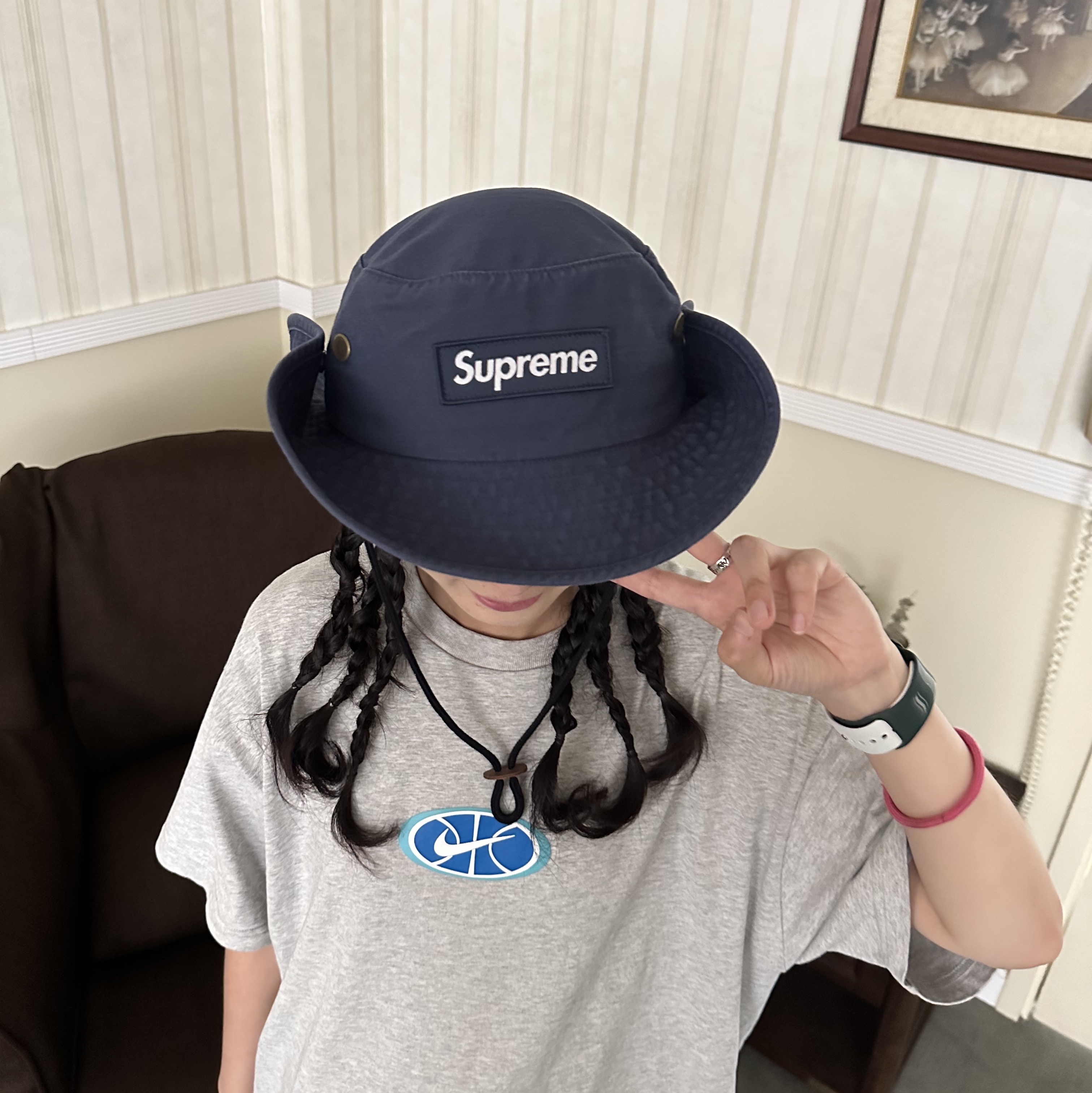 Supreme Military Boonie Navy - 23FW 착용 스타일 - 2