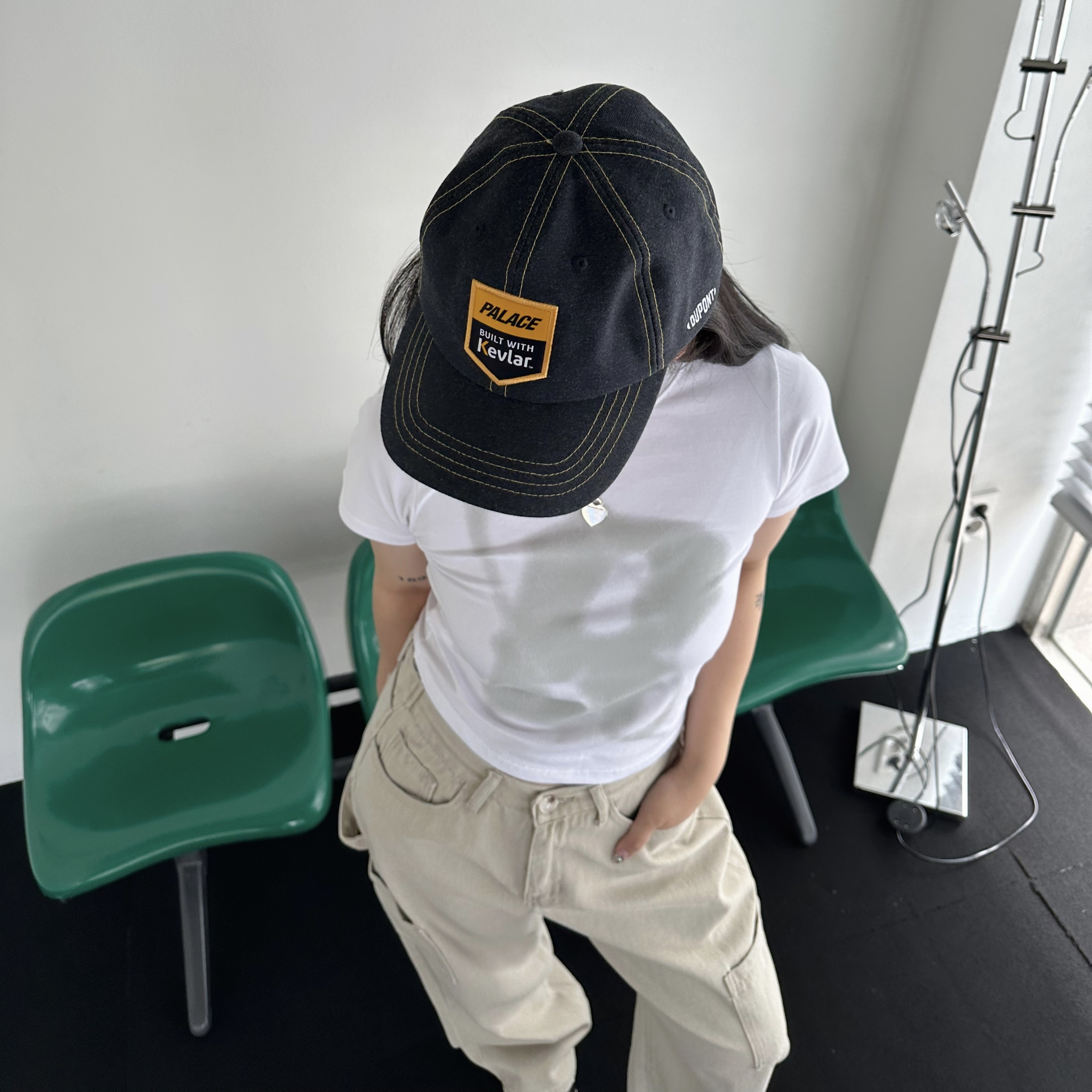 Adidas Superstar Core Black White, Palace Kevlar Denim 6-Panel Indigo - 22FW 착용 스타일 - 3