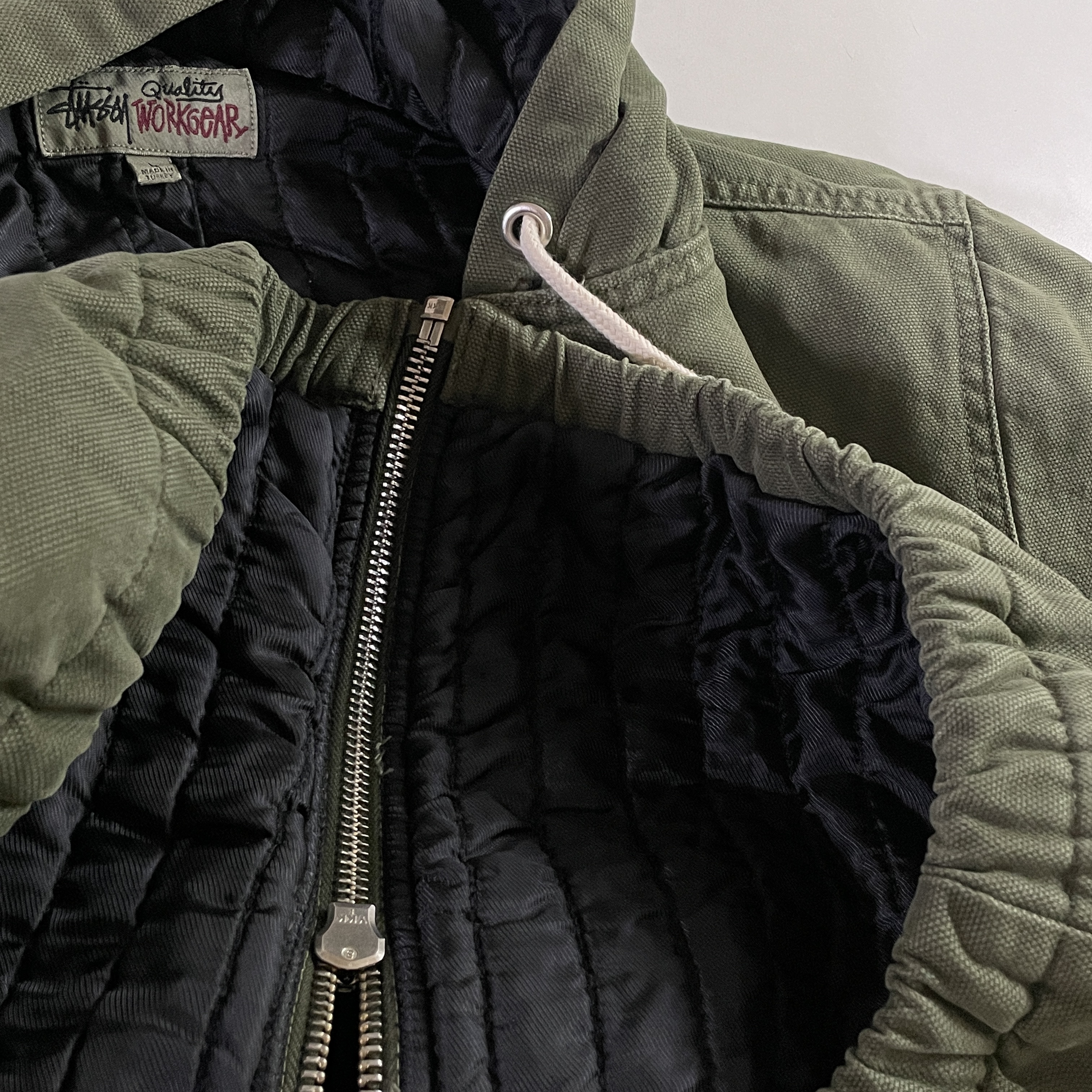 Stussy Insulated Canvas Work Jacket Olive Drab 착용 스타일 - 2