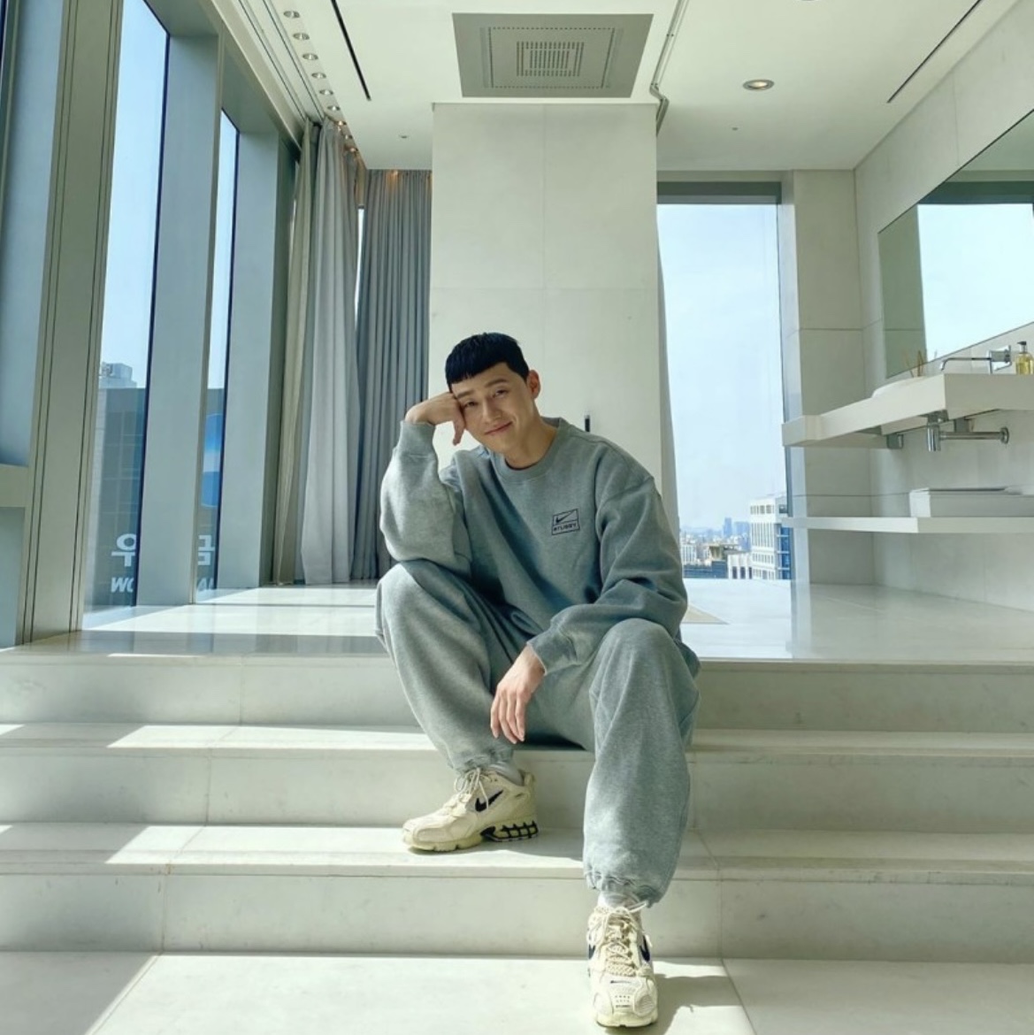 Nike x Stussy NRG ZR Fleece Pants Heather Grey - US/EU 착용 스타일 - 1