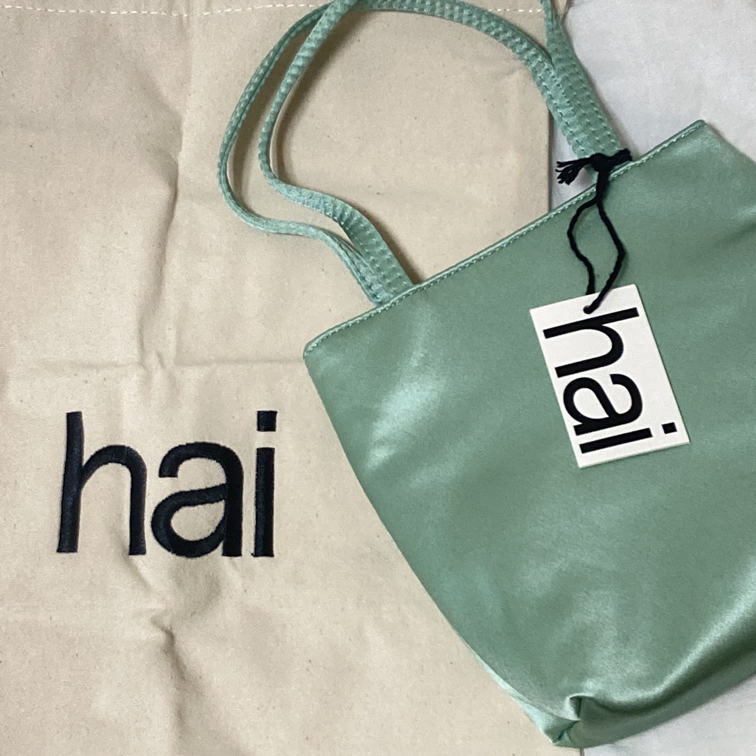 Hai Little Silk Bag Light Green 착용 스타일